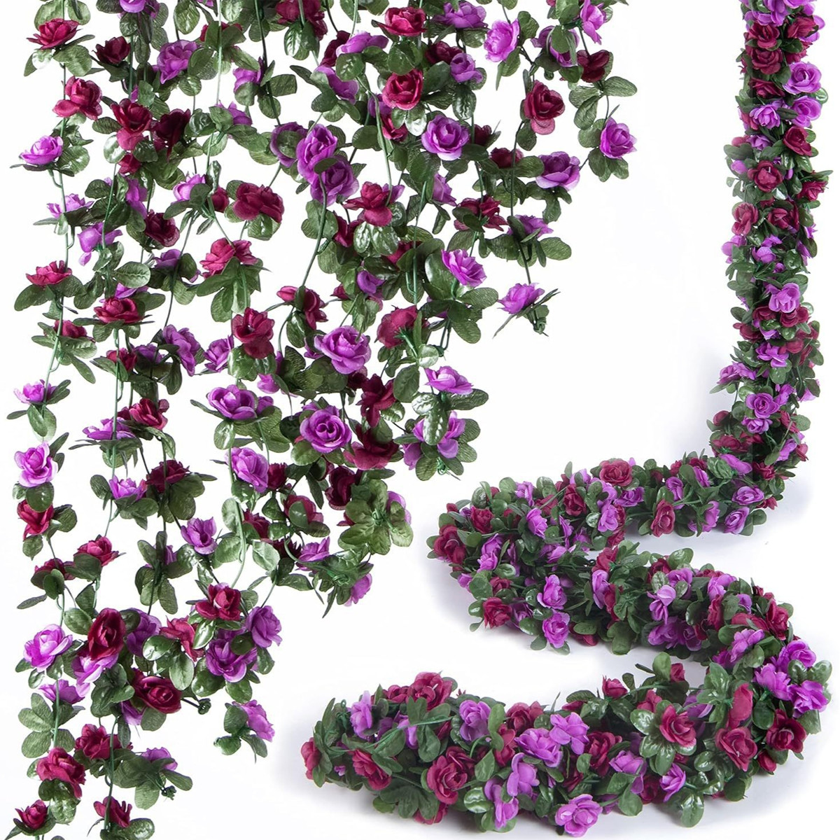 9Pcs/Set 8.2FT Artificial Rose Vine Flowers Wall Plants Hanging Rose Ivy Garland