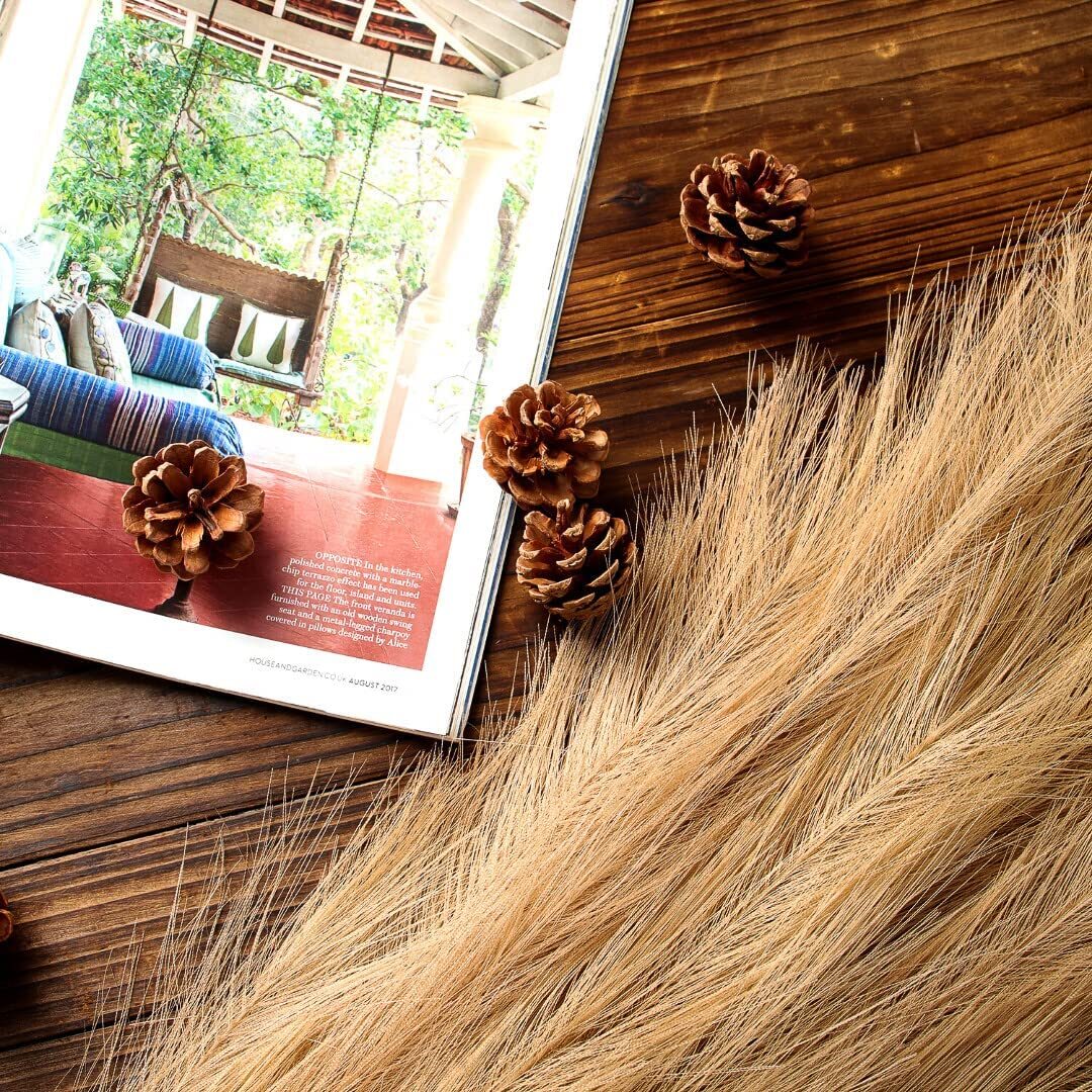 Faux Pampas Grass Decor Tall Set of 3 Stems 42 Inches Boho Large Artificial