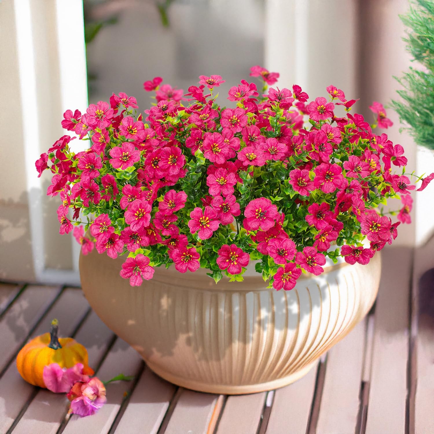 16 Bundles Artificial Flowers Outdoor Spring Summer Decoration Fake Silk Colo…