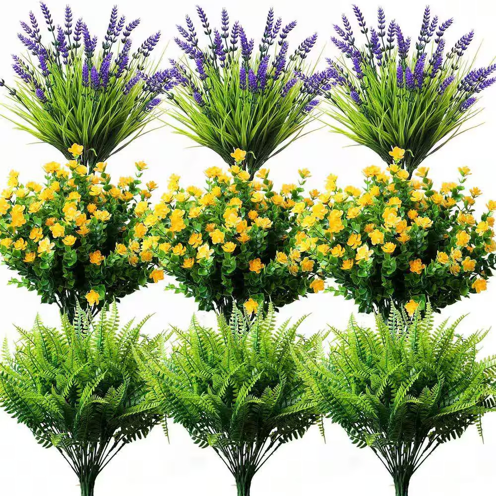 18-Piece 13.8 In. Multi-Colored Bulk Outdoor Artificial Monkey Grass UV Resistan
