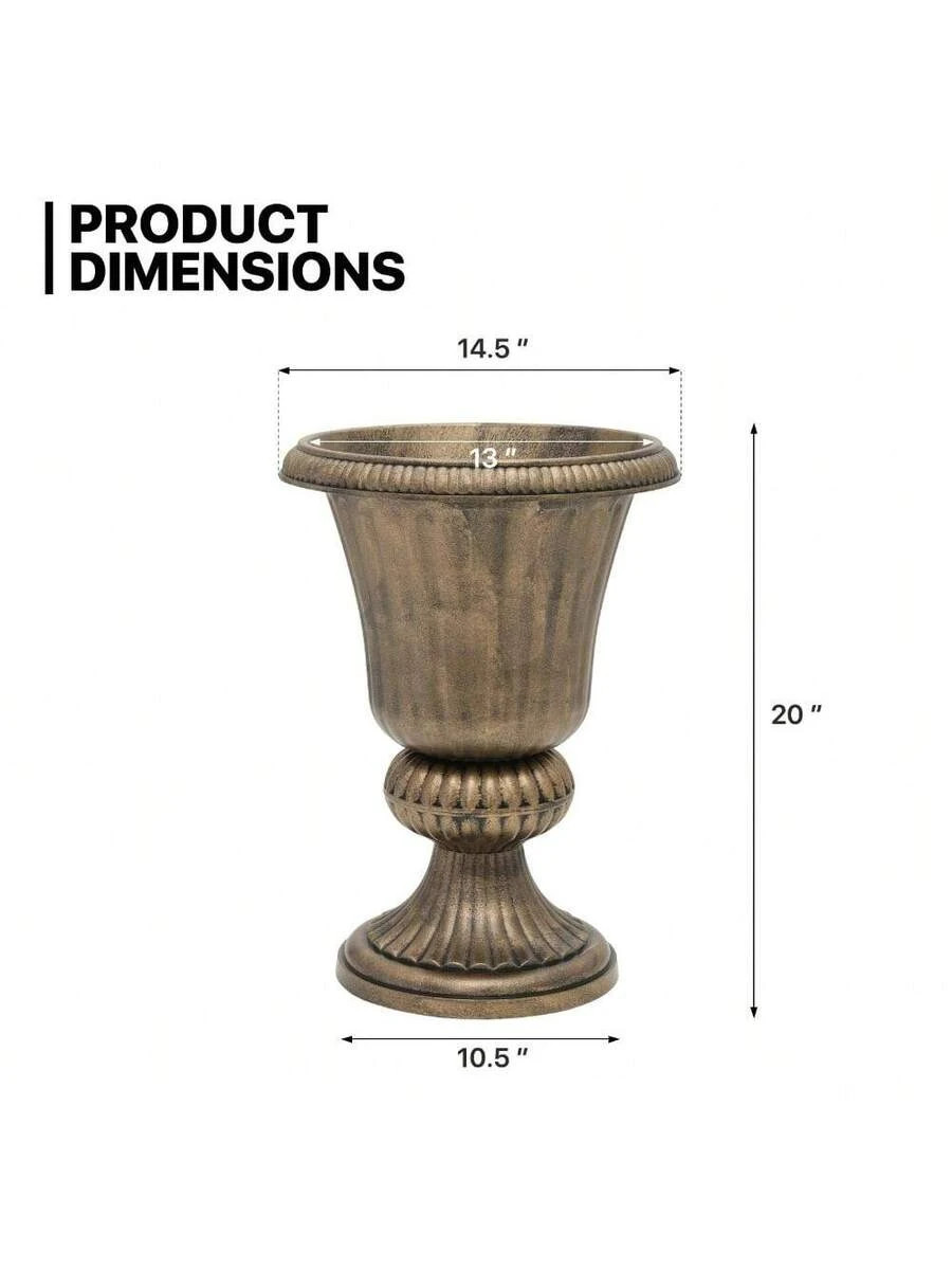 2 PCS 20″ Urn Planters Outdoor Large Weatherproof Tall Flower Pots