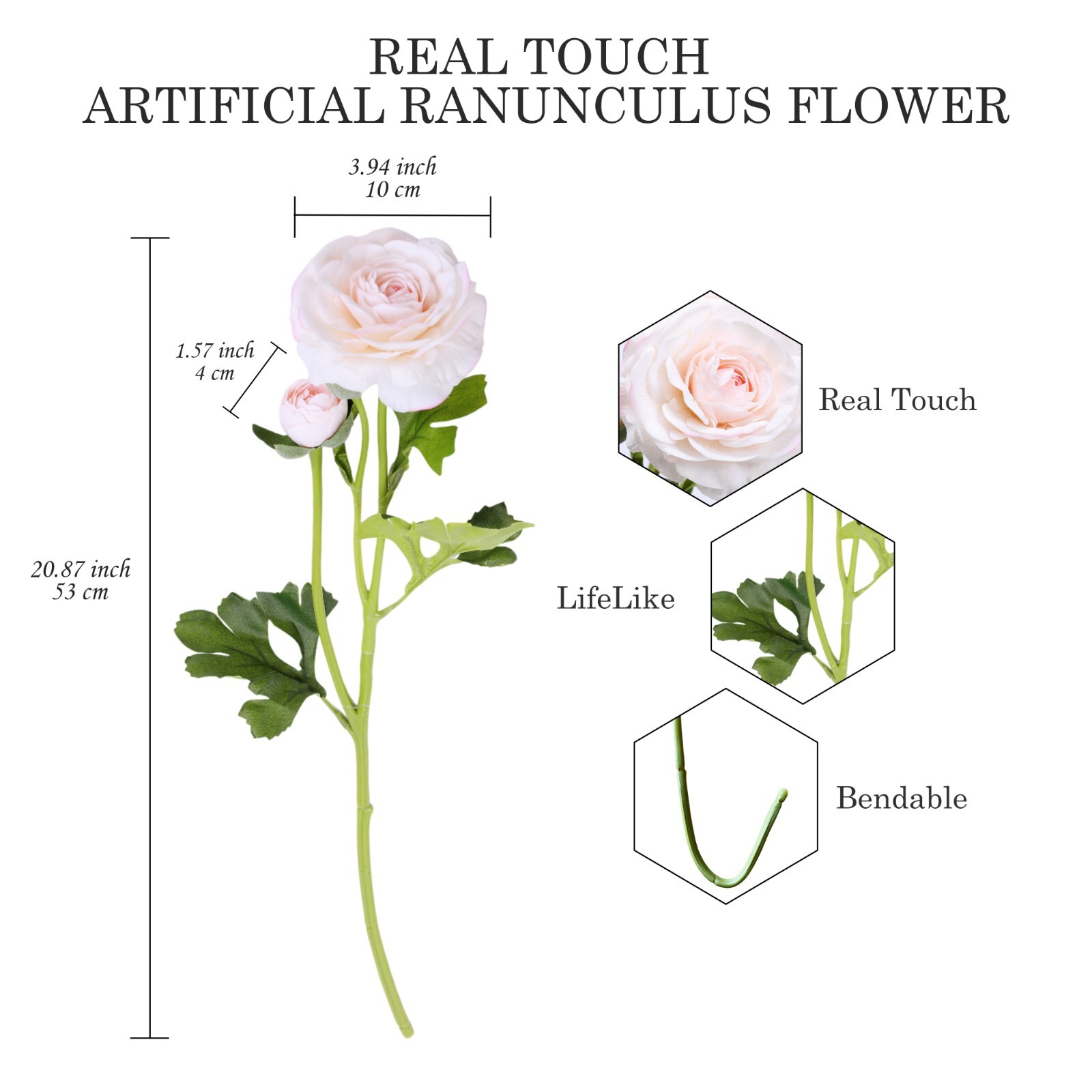 10PCS ranunculus bouquet, each featuring one open bloom and one bud.