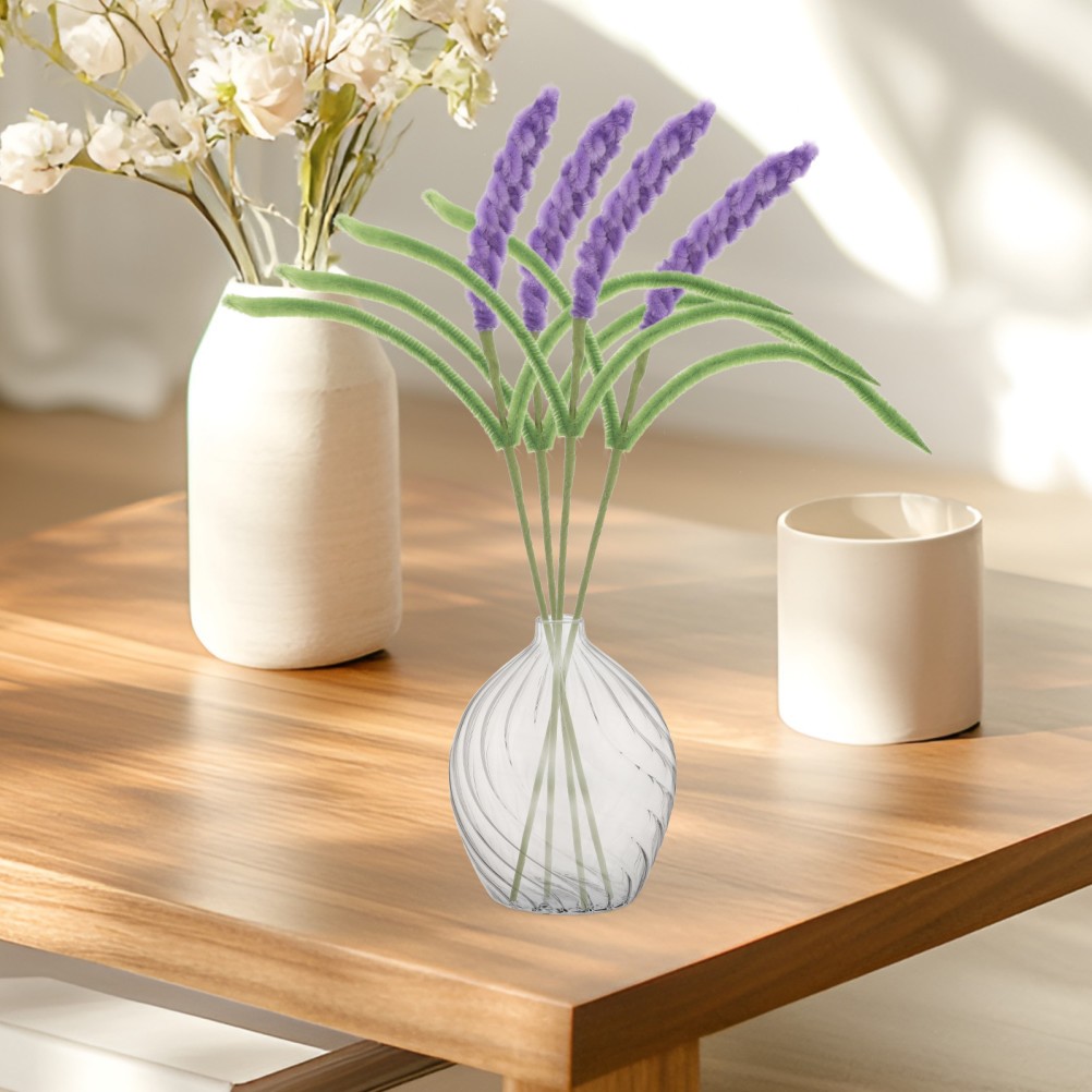 10Pcs Reusable Faux Lavender Stems Purple Pipe Cleaner Flowers for Wedding Decor