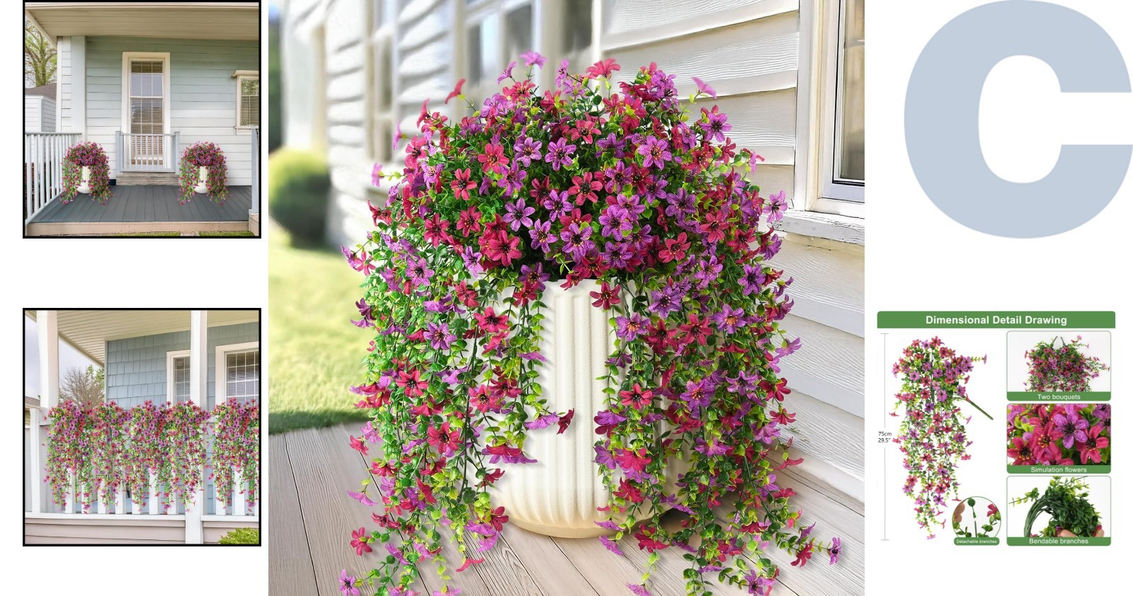 Elegant 2 PCS Faux Silk Daisy & Eucalyptus for Majestic Outdoor Decoration
