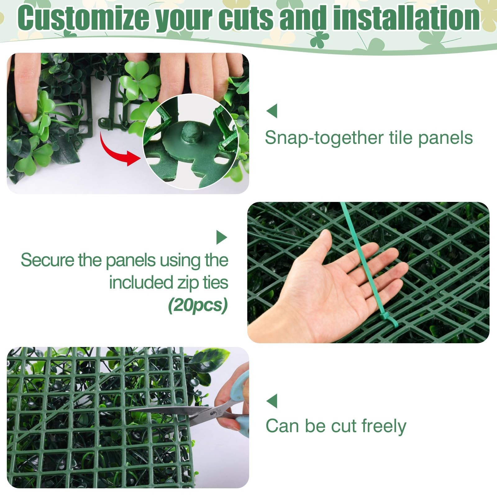 12Pcs 10″x10″ Artificial Grass Wall Panels, Privacy Fence Screen Green Decor …