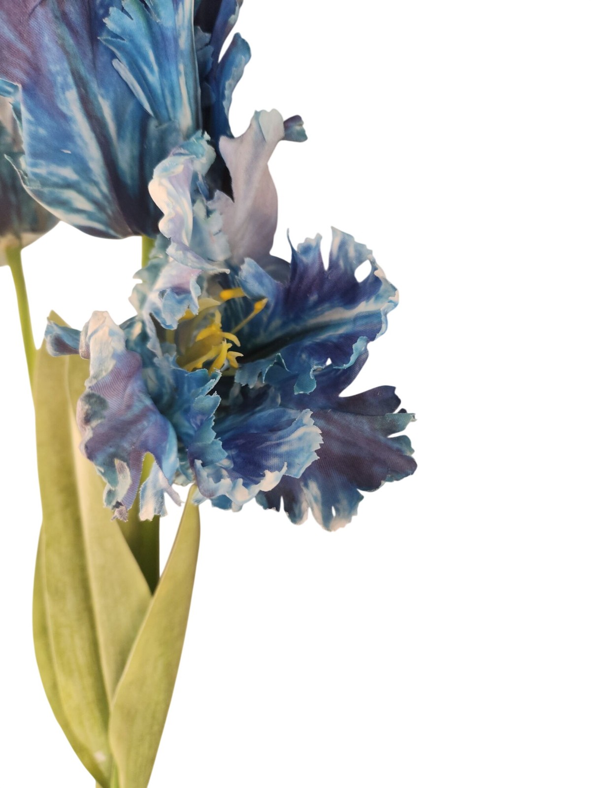 Blue Faux Tulips Set of 3 Artificial Parrot Tulips 27 Inch Tall