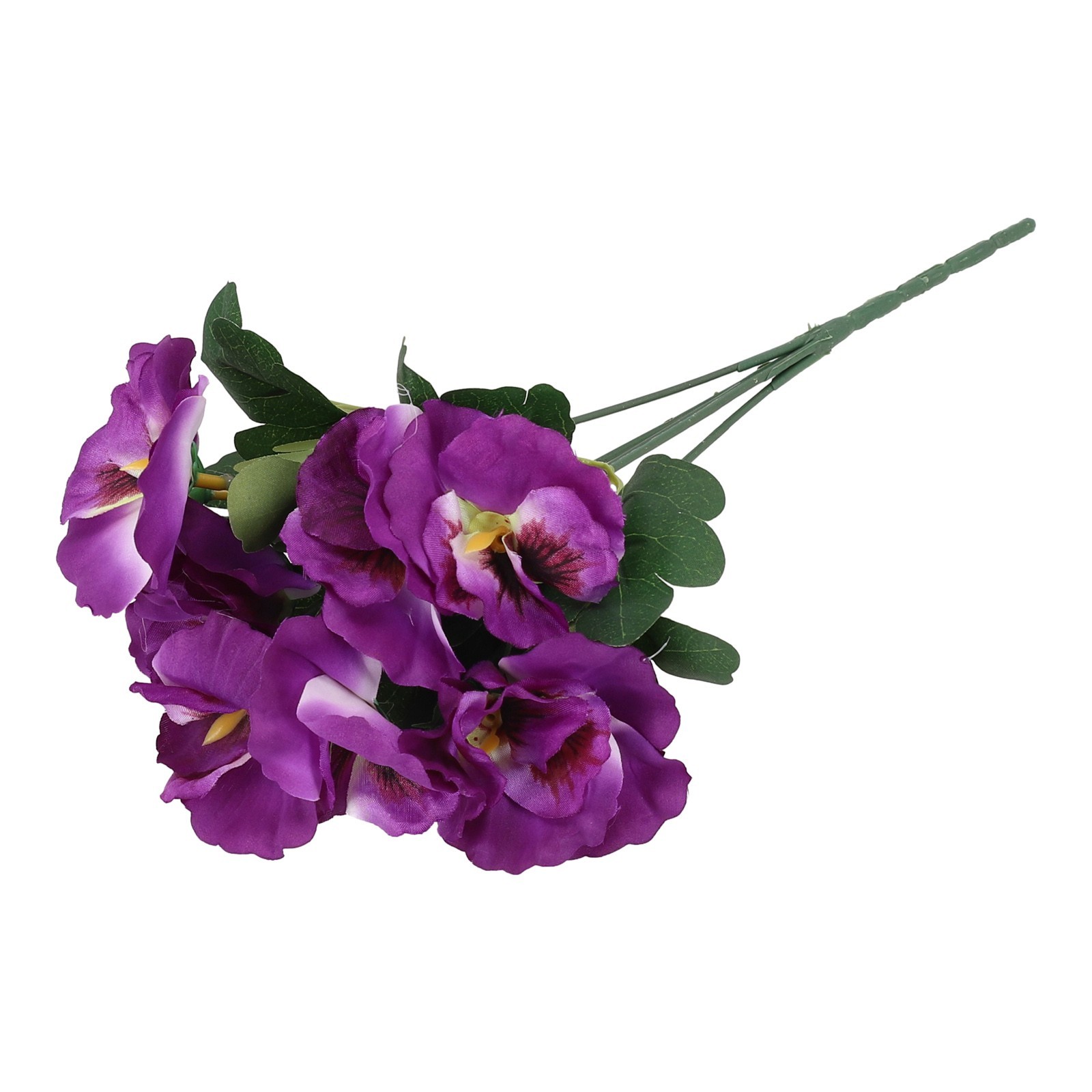 Colorful Pansy Fake Flower Bouquet 26cm DIY Craft Pvc Red/Orange/Purple