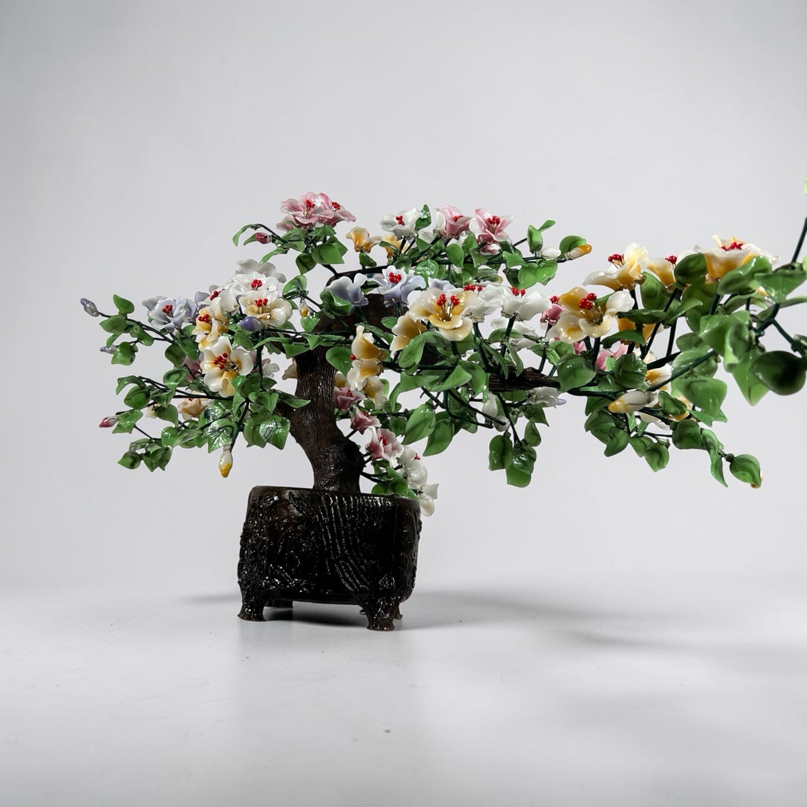 Vintage Large Glass Flower Bonsai Tree Sculpture Handcrafted Flo Arrangement 37”