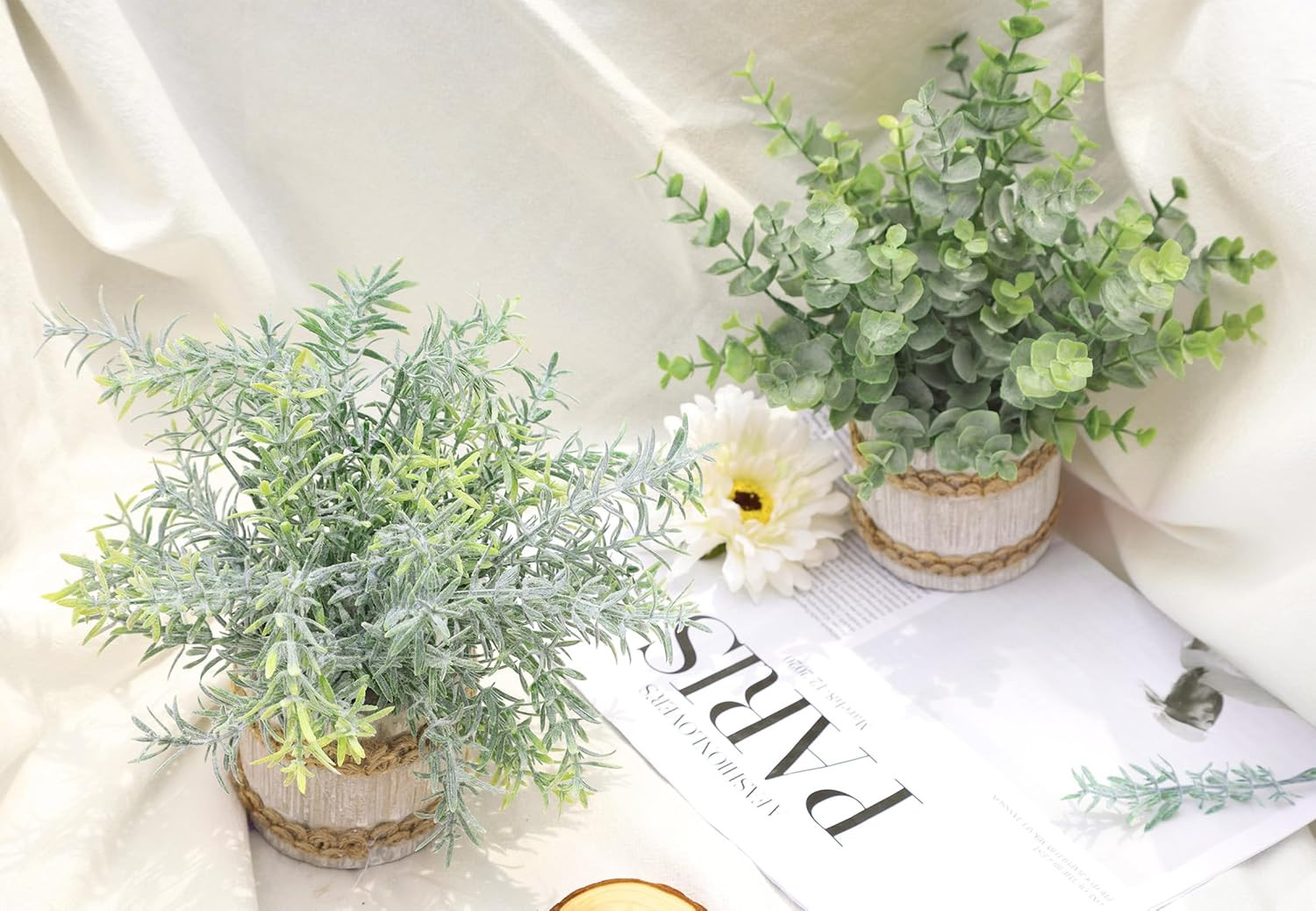 4 Pack Small Fake Plants for Home Office Farmhouse Bathroom Bedroom Desk Decor