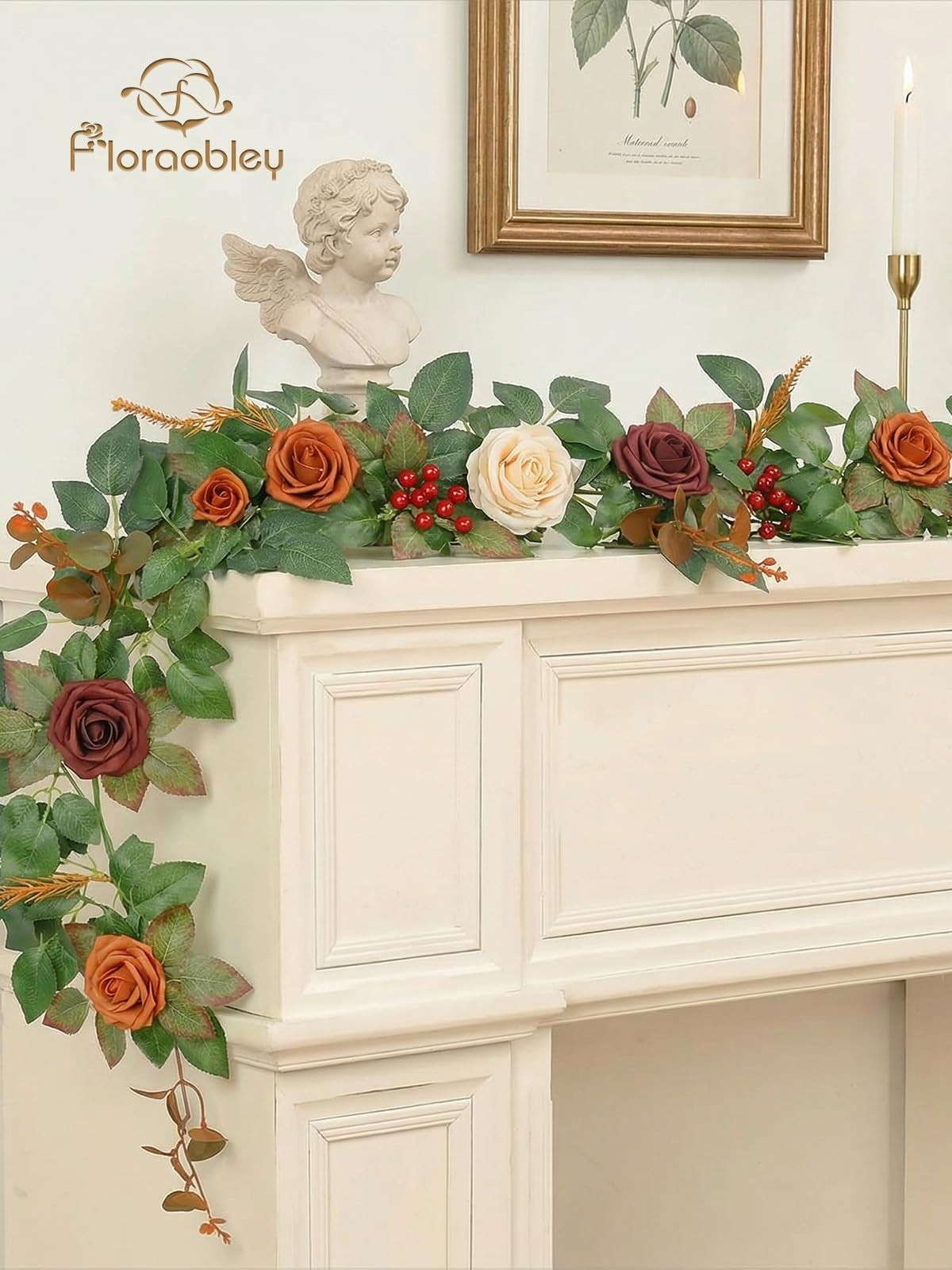 5.5FT Artificial Flower Garland Terracotta Rose & Greenery for Wedding Arch B…