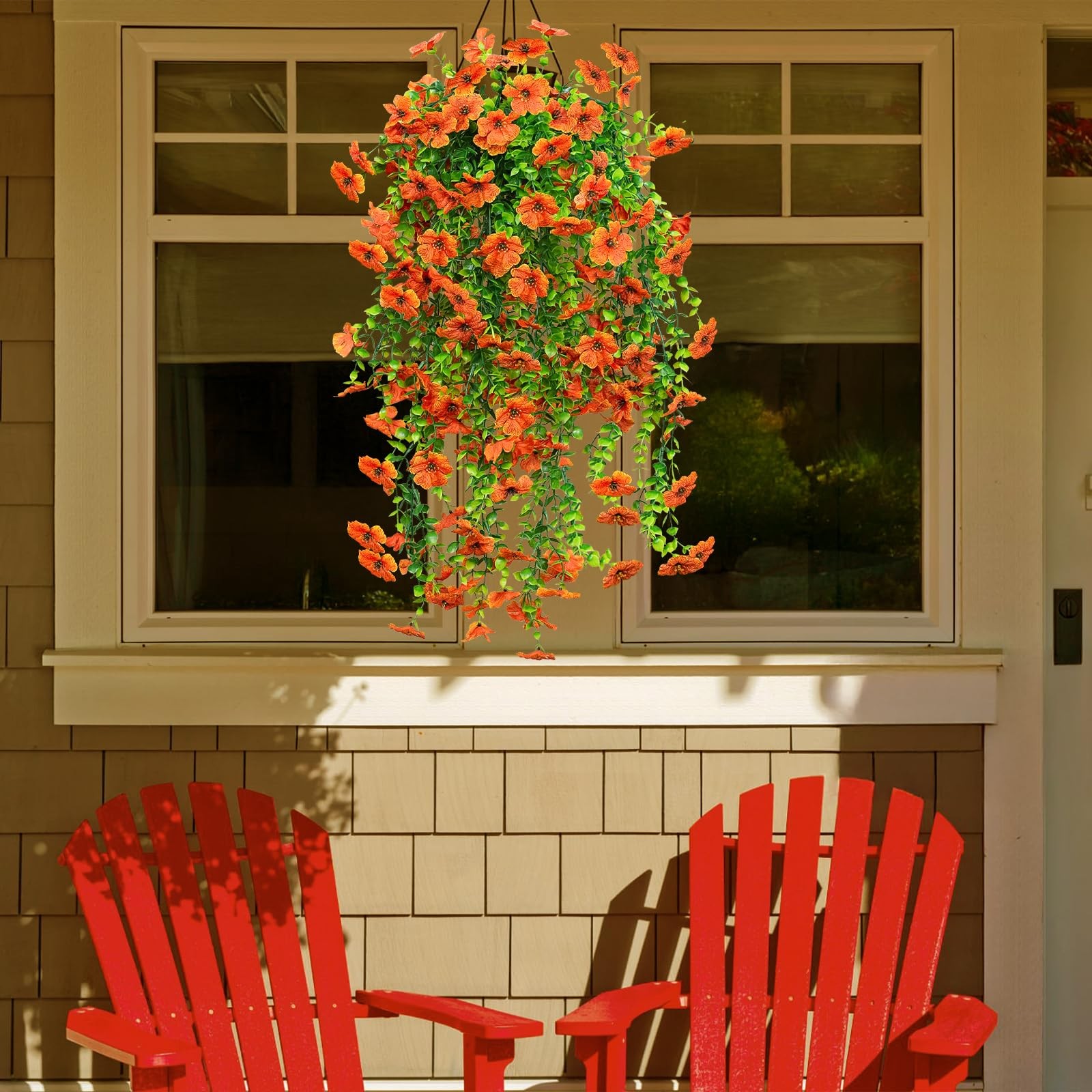 4 Pcs Artificial Outdoor Hanging Plants Fall Decoration UV Resistant Faux Sil…