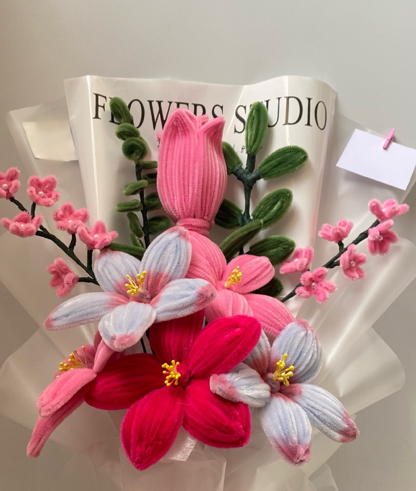 Handmade Pipe Cleaner Flower Bouquet – Unique Velvet Floral Gift for Her – Decor
