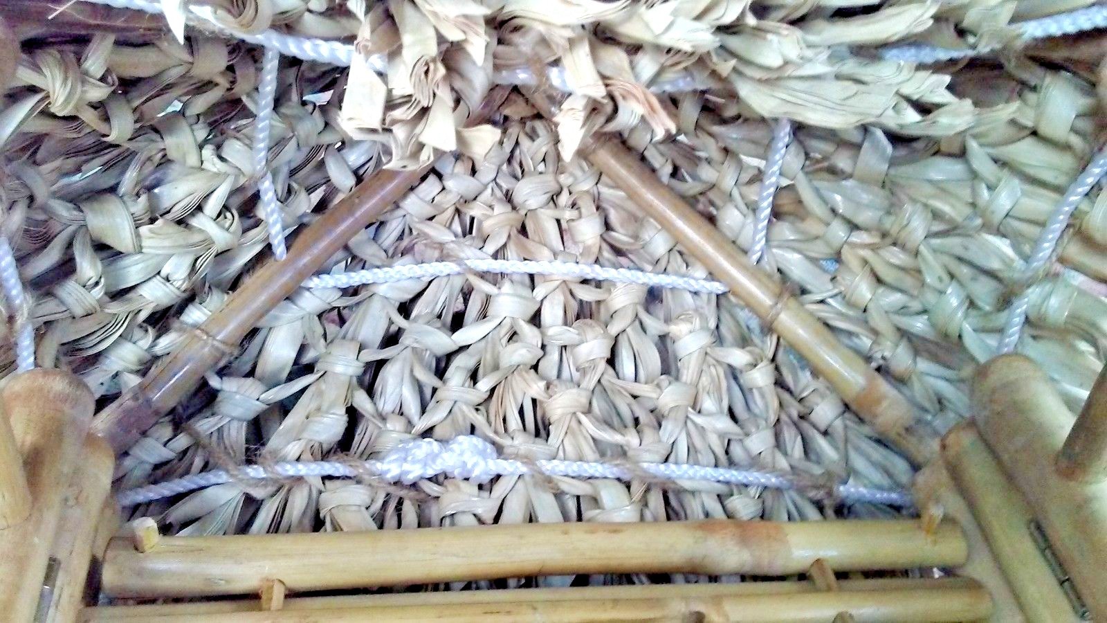 Handmade Bamboo Self 2 Shelves Folding Cover With Palm Tree On Top