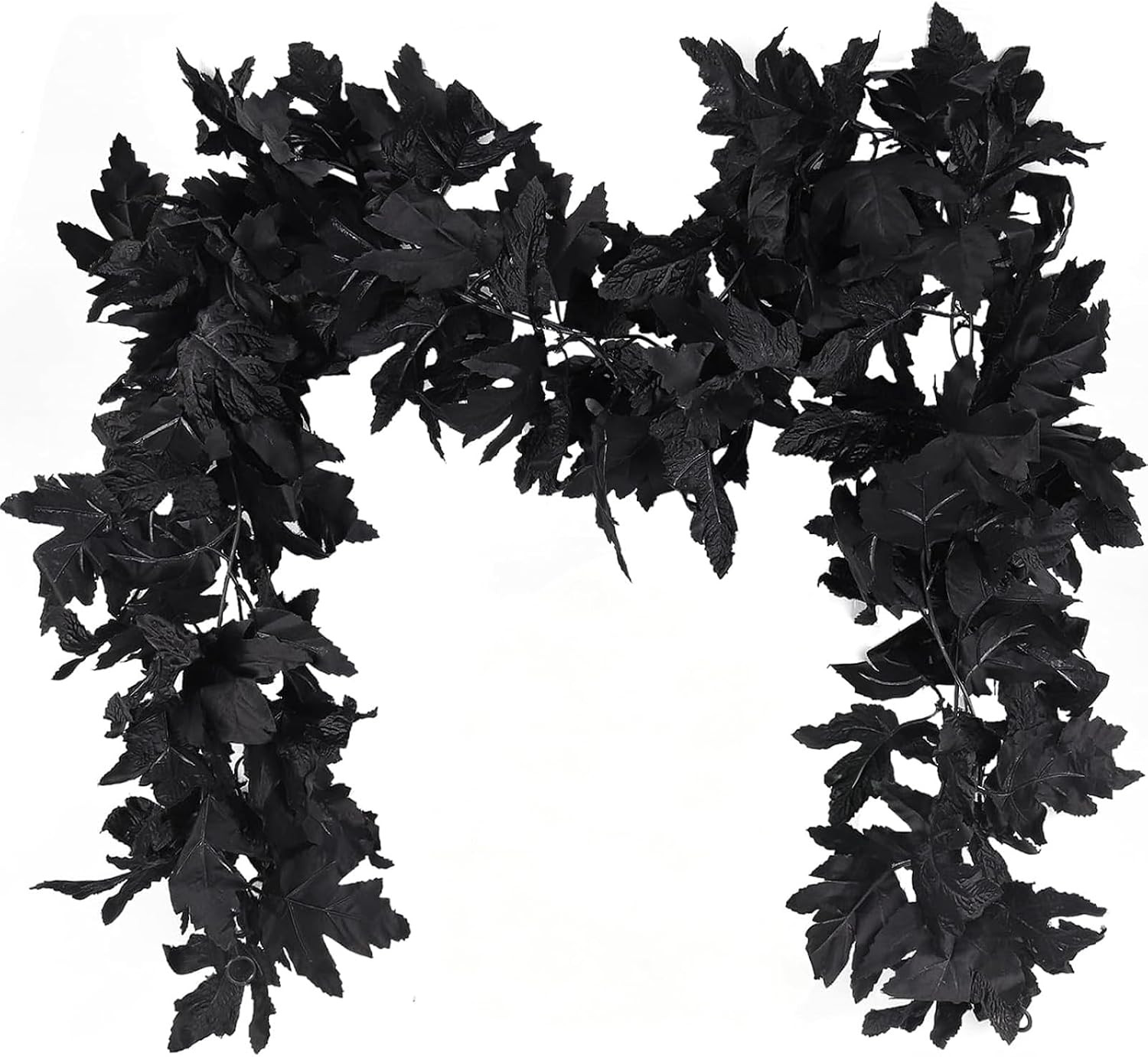 2Pcs 5.7Ft Artificial Fall Maple Leaves Vines Black Autumn Garland | Reusable Si