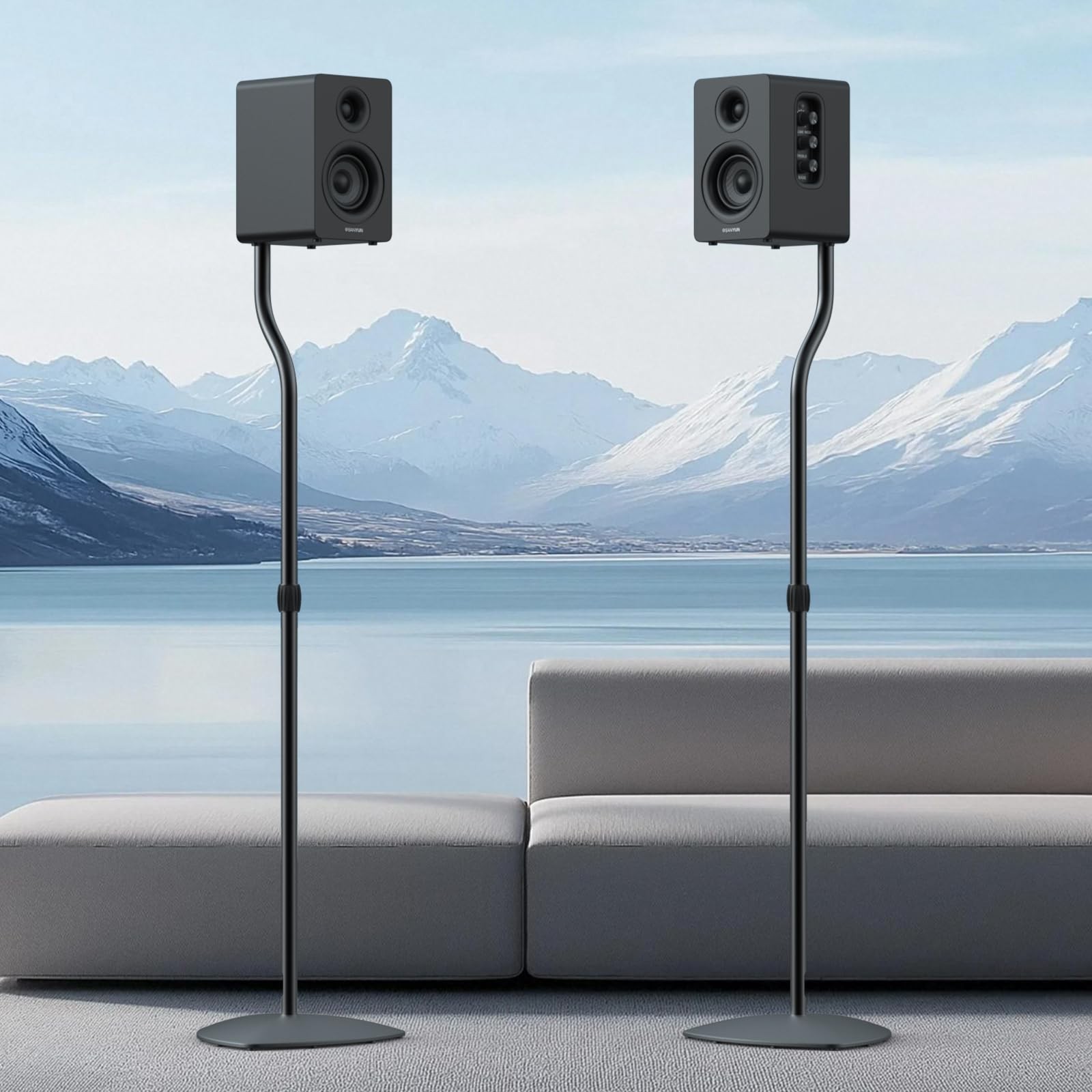Universal Speaker Stands Pair, Satellite & Bookshelf Matte Black