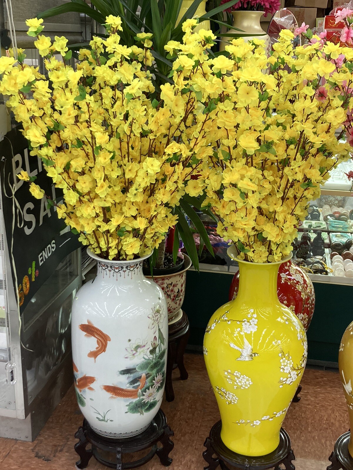 12 PACK 48″ Long Stem Artificial Realistic Silk YELLOW Cherry Blossom Flowers