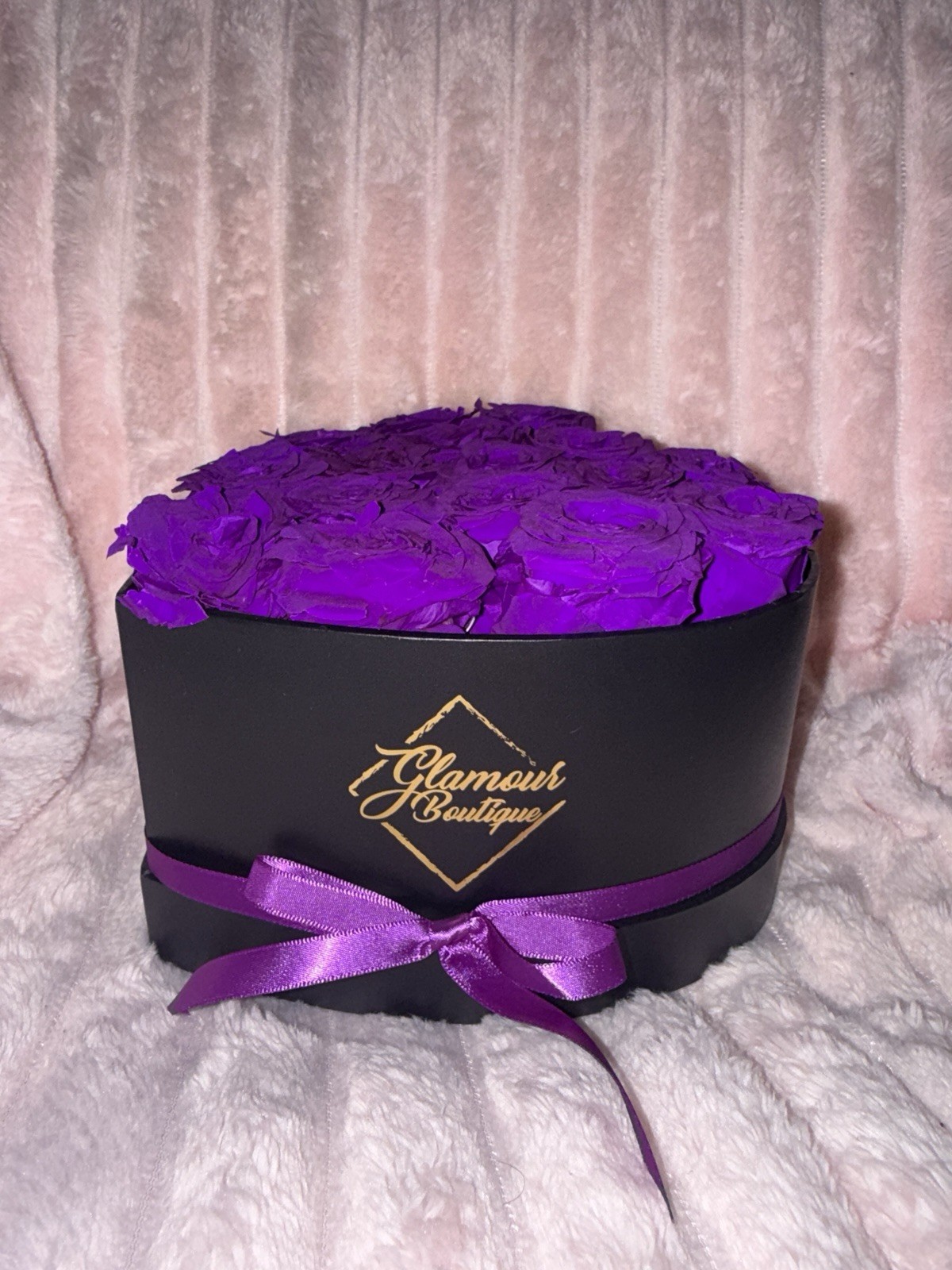The Million Roses Purple Preserved Rose Flower Box Arrangement & Centerpiece