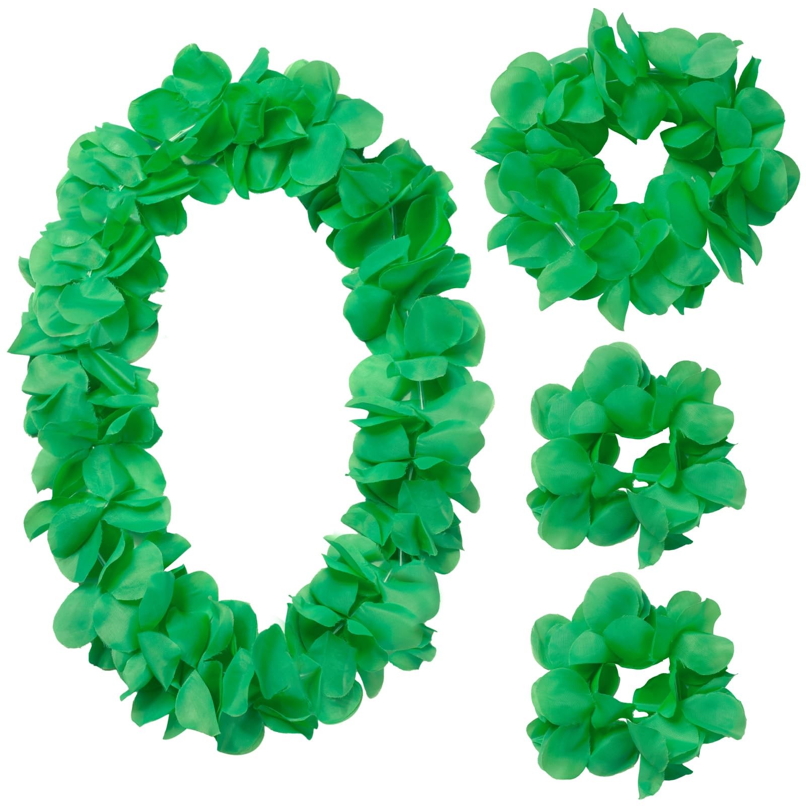Hawaiian Flower Leis Luau Wreath Set, Green Leis for Halloween Costume Tropic…