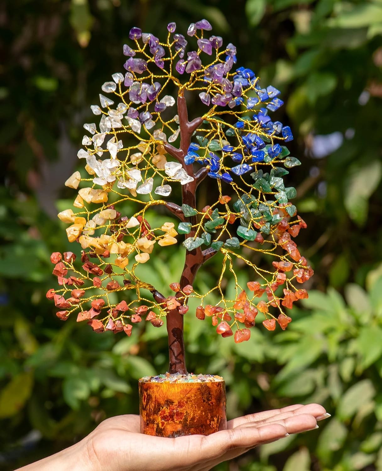 Seven Chakra Crystal Tree of Life Stone Fortune Feng Shui Bonsai for Good Luck