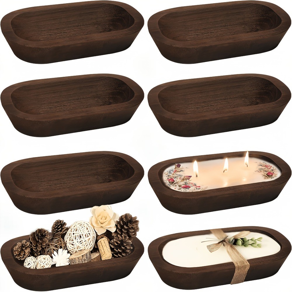 12/8/4pcs Bulk Hand-Carved Paulownia Wood Bowls Suitable for Candle Making