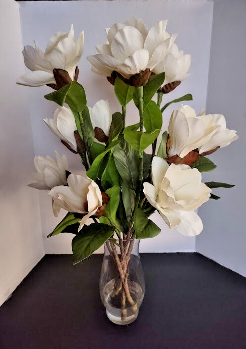 Magnolia stem bouquet water illusion