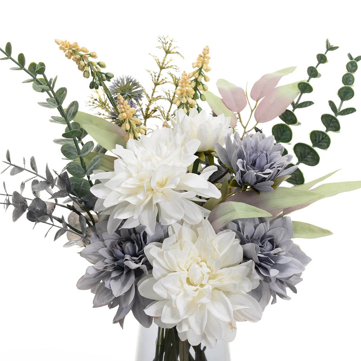 Fake Flowers Artificial Blue Flowers with Vase, Table Centerpieces for Dining…
