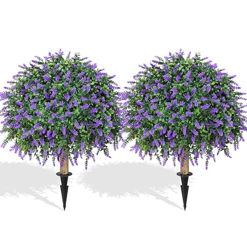 Artificial Topiary 26in Purple Lavender 2 Pack
