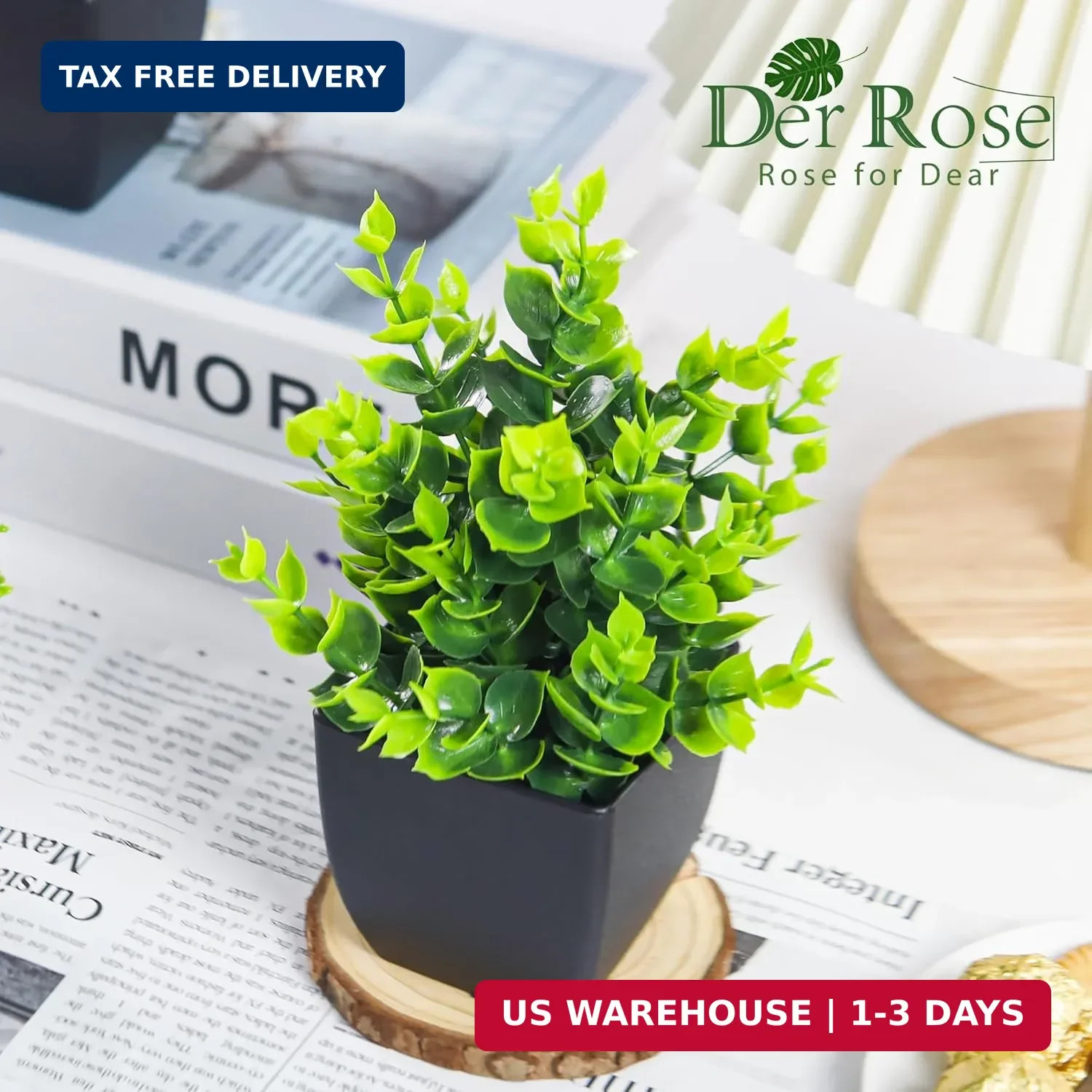 Der Rose 4 Packs Fake Plants Small Artificial Mini Faux Plants for Bathroom Home