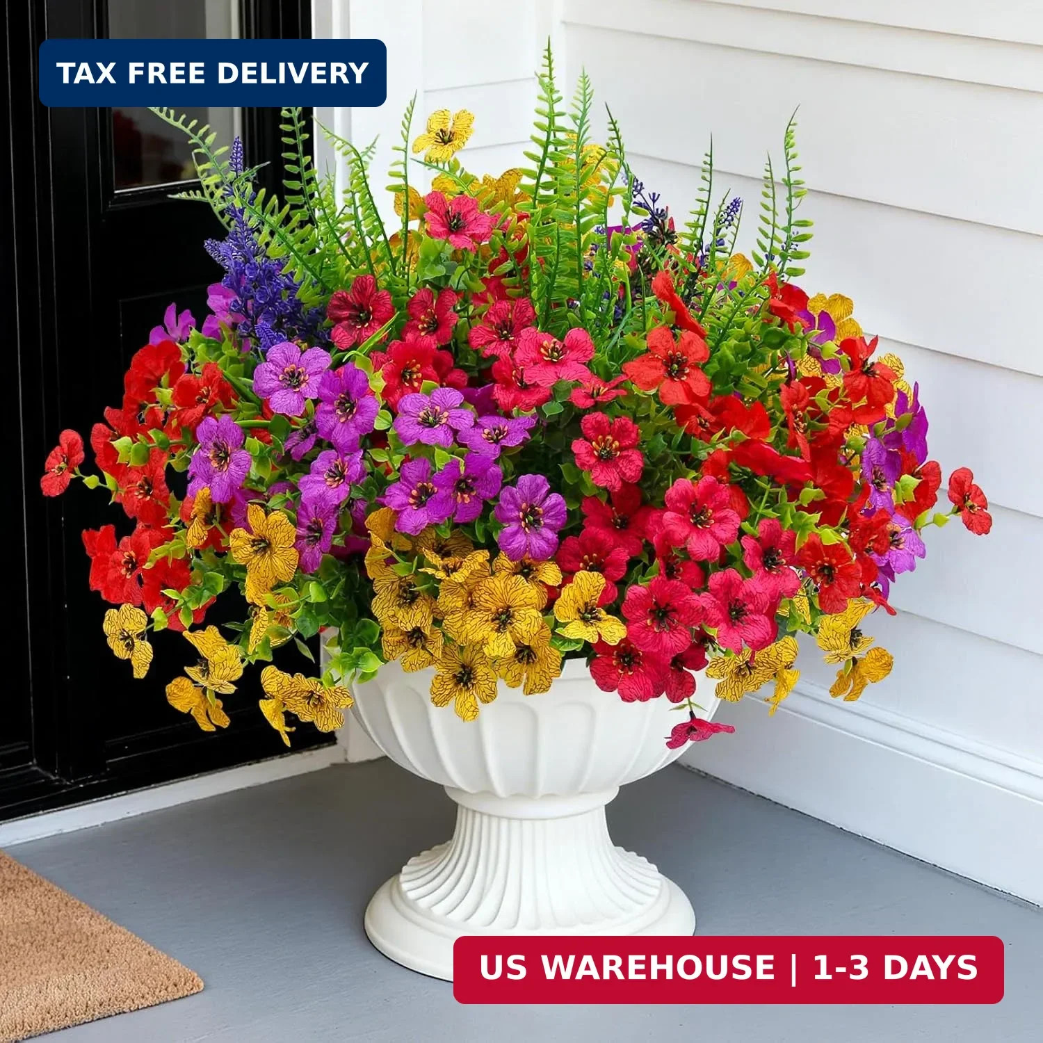 Artificial Fake Flowers for Outdoor UV Resistant,16 Bundles Silk Outside Plants
