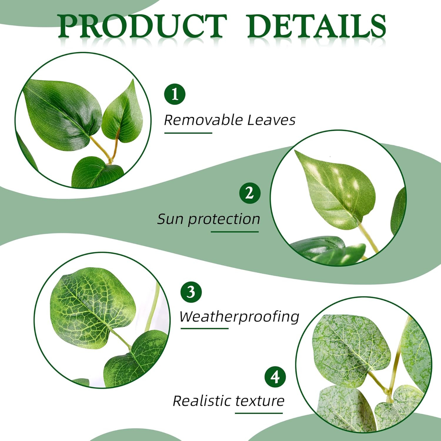 4PC Fake Hanging Pothos Plants with Pots, 33″ Faux Ivy for Home Decor