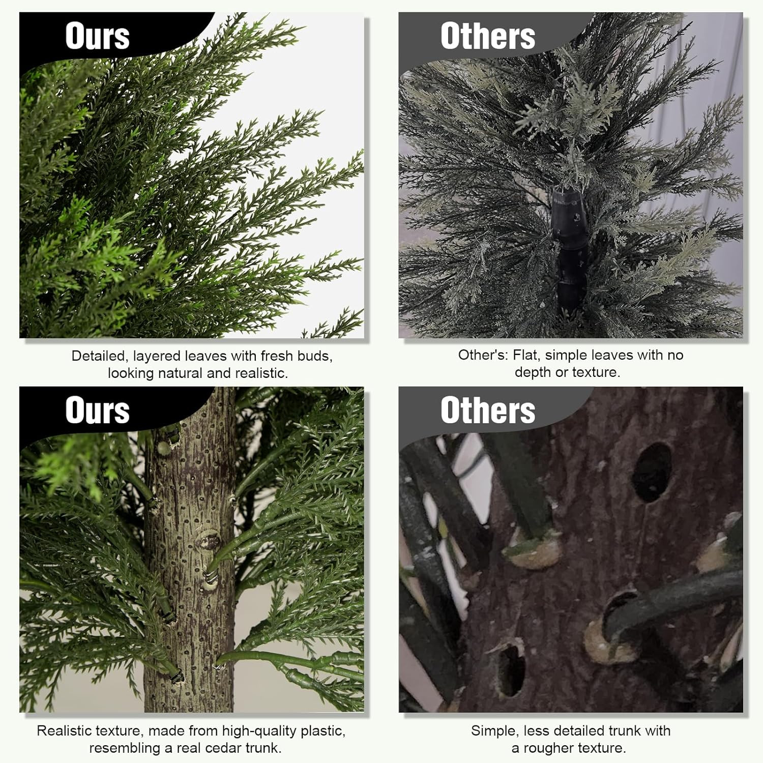 4FT Artificial Cedar Trees Set of 2, Realistic Faux Evergreen Topiary Bushes Pla