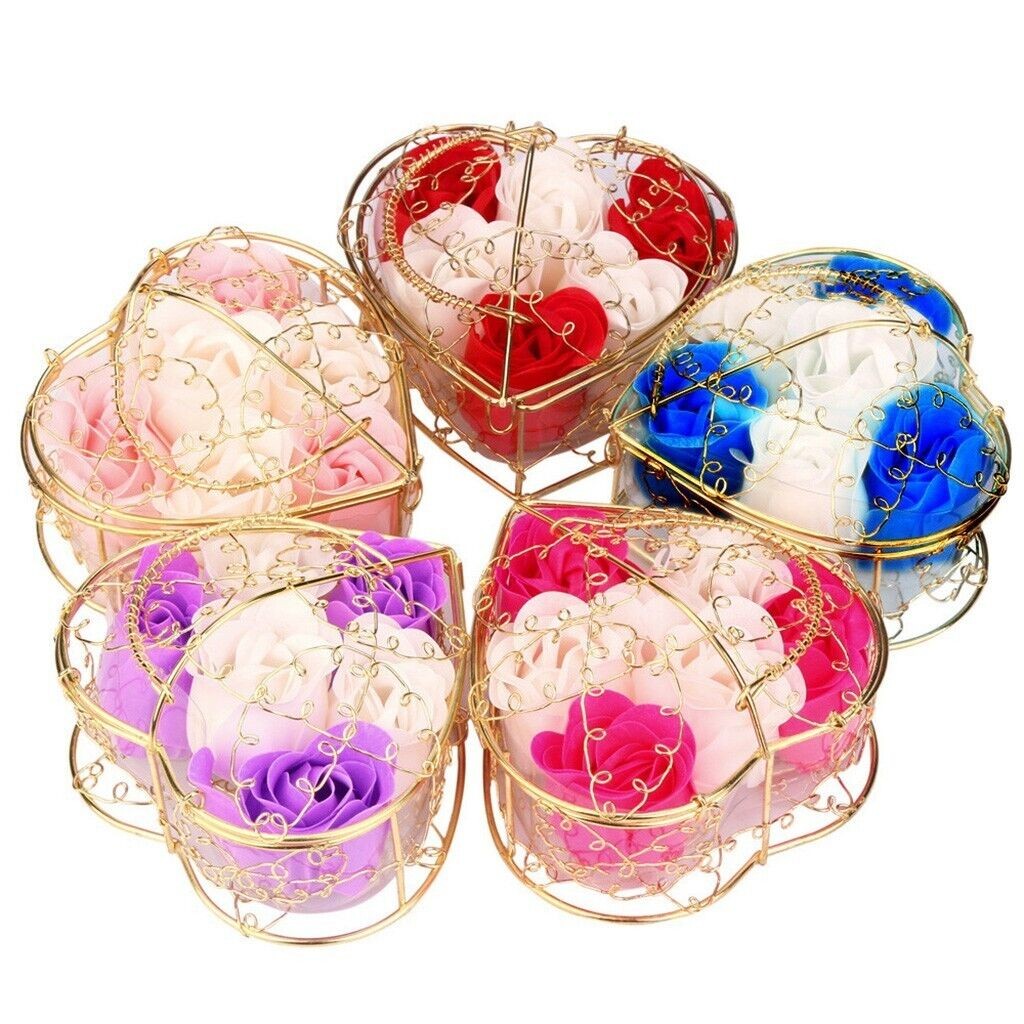 Heart Scented Petal Rose Soap Flower Wedding Valentines Day Gift Box 2 Packs