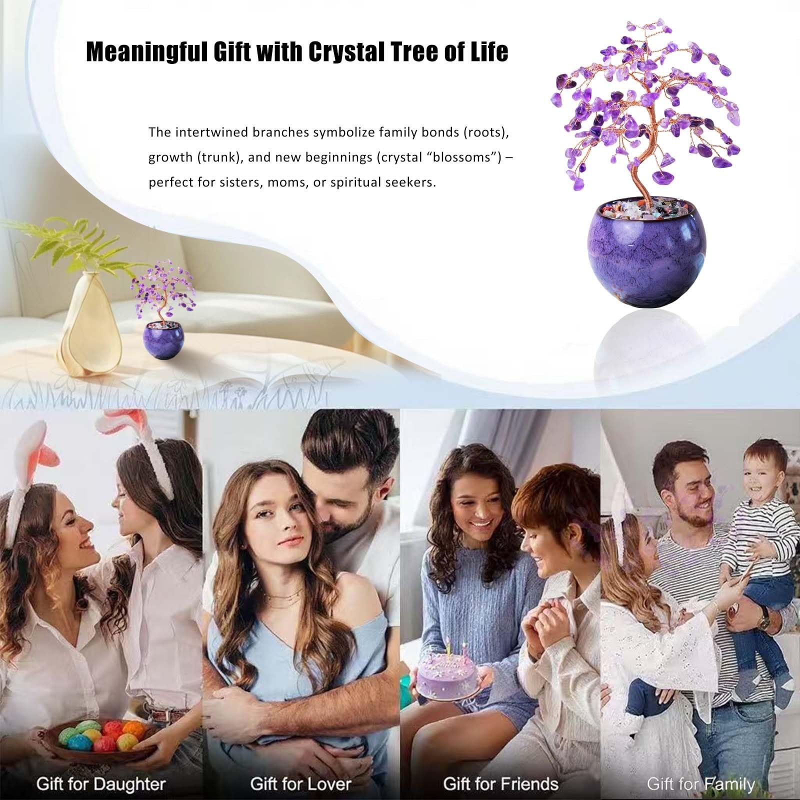 Amethyst Crystal Tree of Life – 8″ Large Natural Chakra Healing Crystal Tree,…