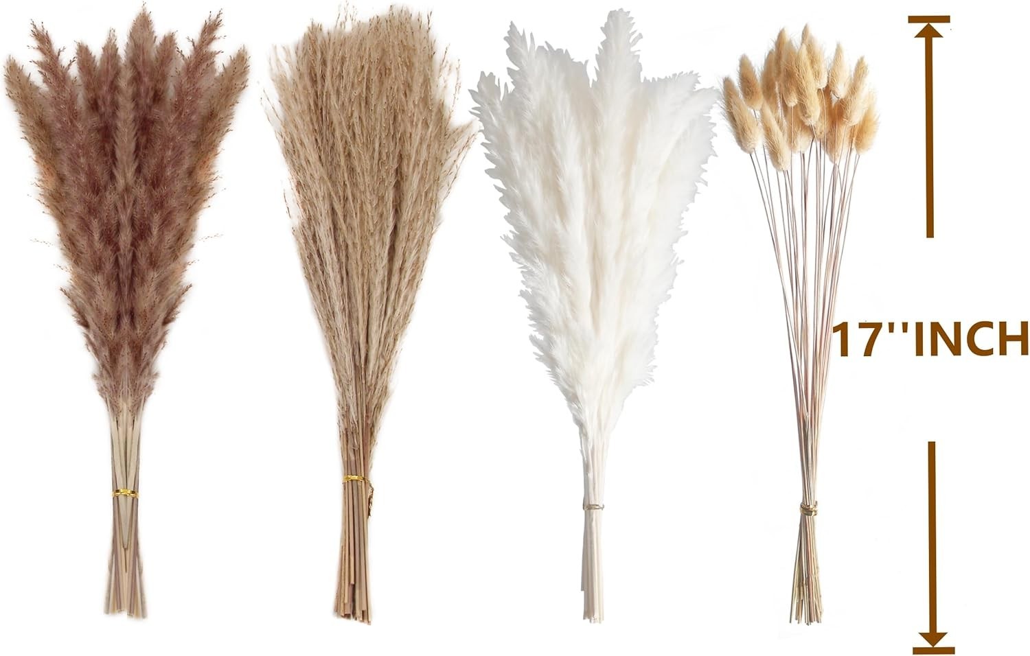 100 PCS Small Boho Pampas Grass, 17″ Naturally Dried Pompas, Pampas Grass Dec…