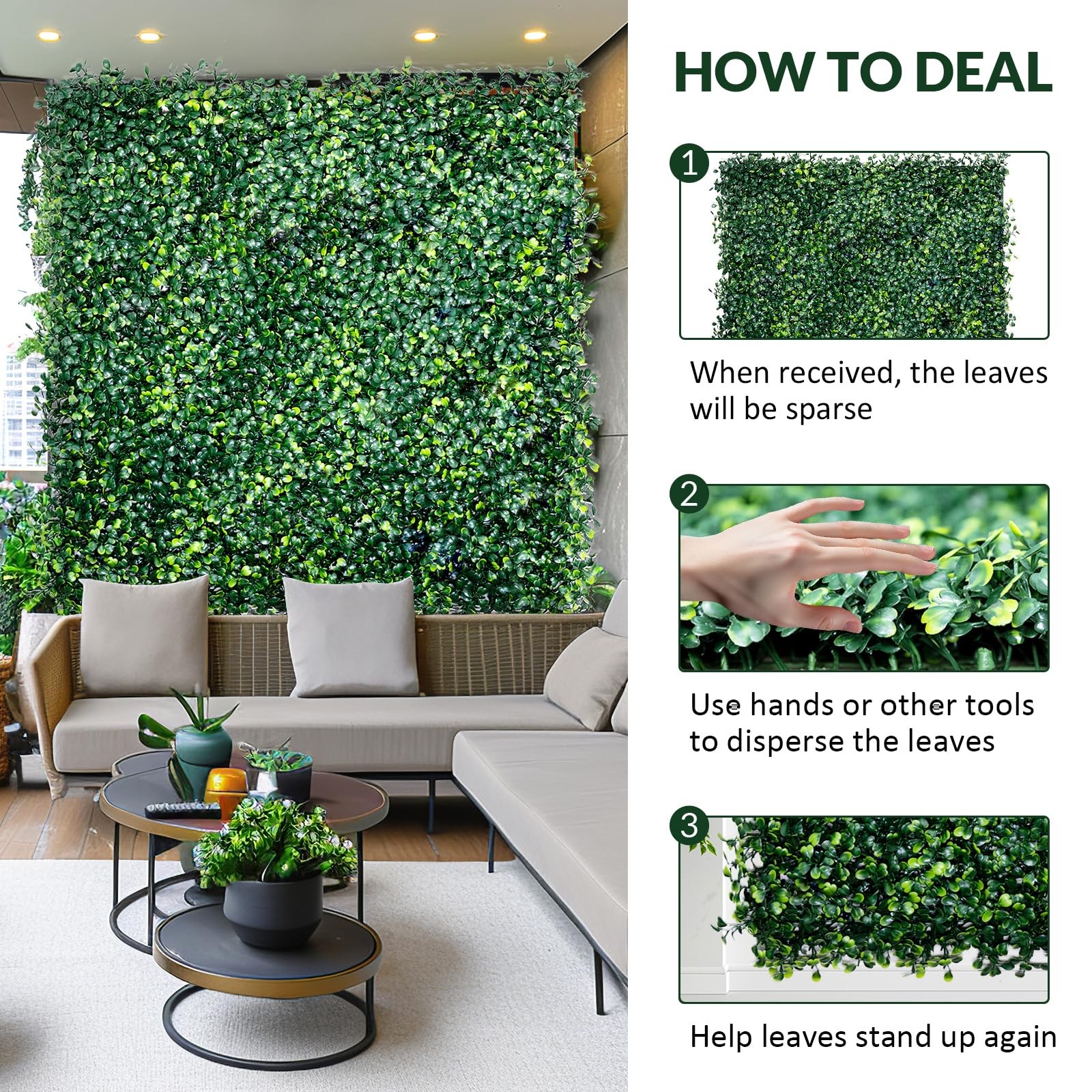 Artificial Grass Wall Panel Backdrop, 12PCS 10″x10″ Artificial Boxwood, Cover…
