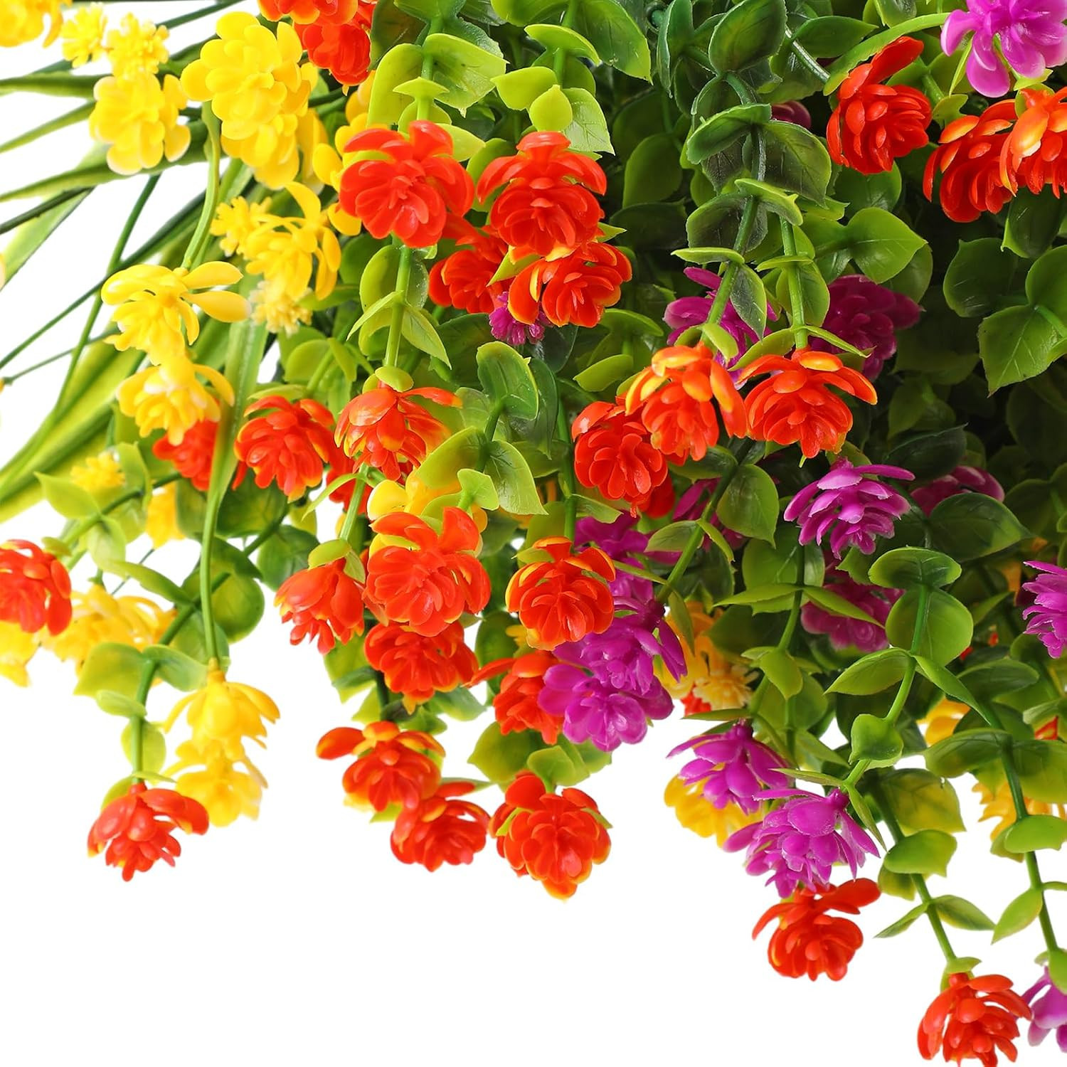 48 Bundles UV Resistant Artificial Flowers for Outdoor Spring & Summer Decor