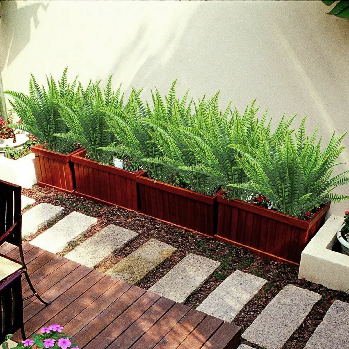 Plastic Lifelike Artificial Fern Foliage Bush Plants Indoor Outdoor Home Decor