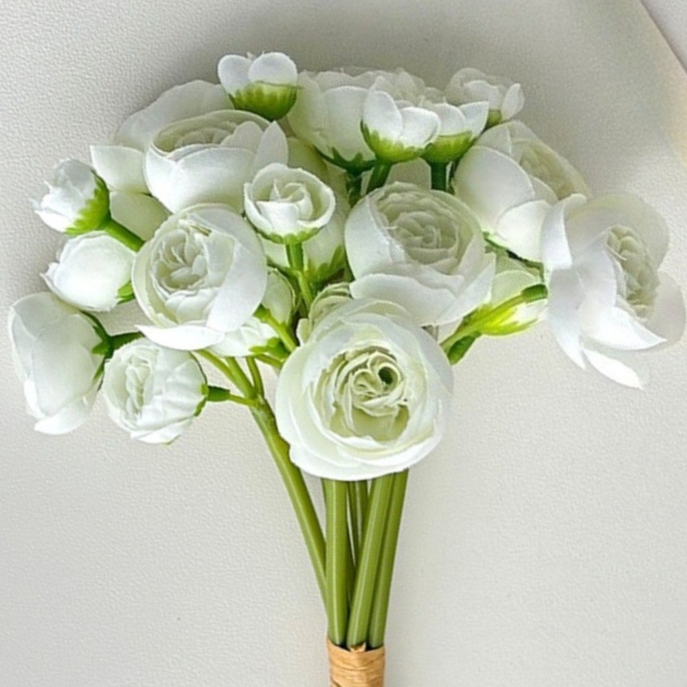 18Pcs Artificial Buttercup Flowers Realistic Flowers Bridal Bouquet Home Decor