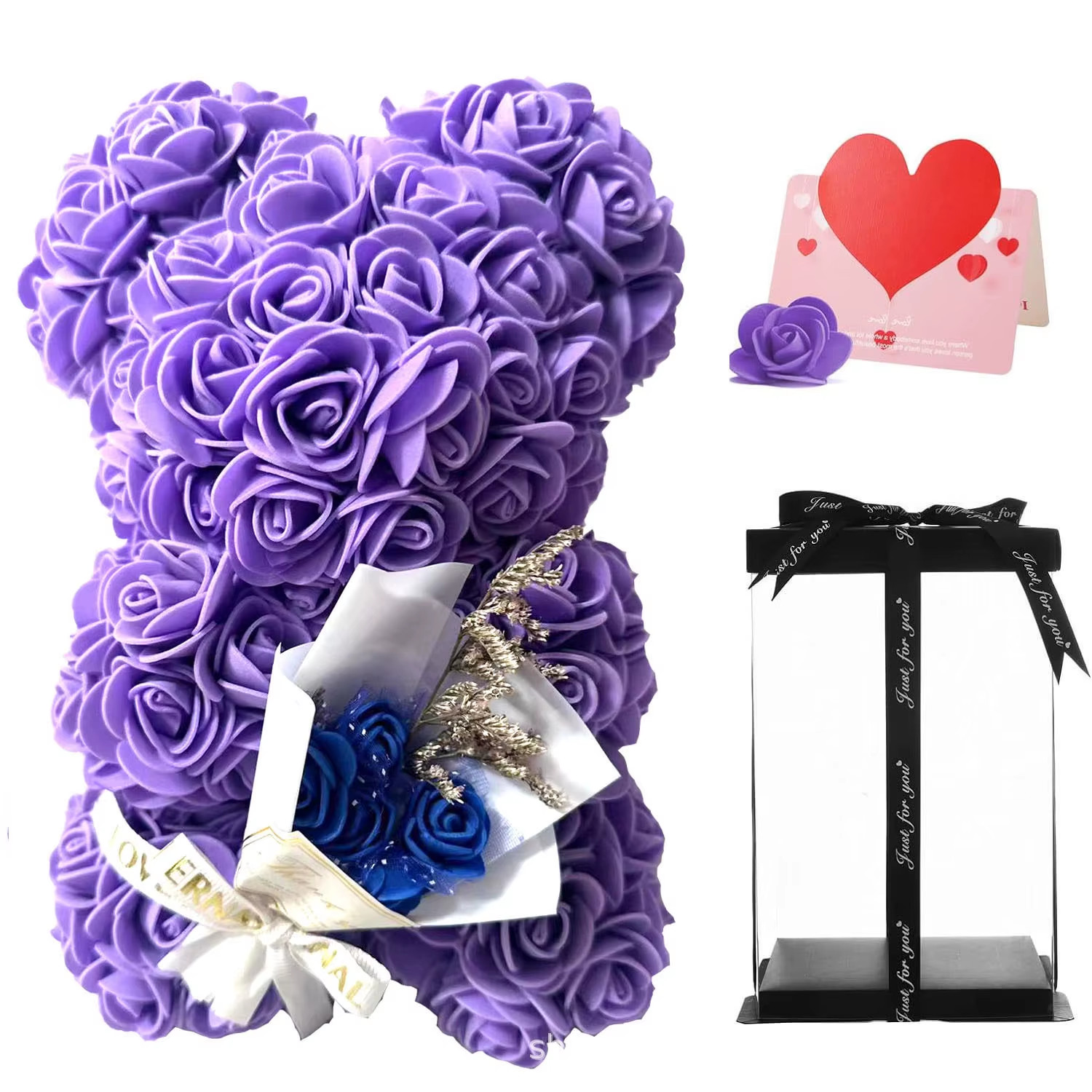 1Pc 25Cm Artificial Foam Flowers Bear Rose Bear Romantic Creative Gifts for Vale
