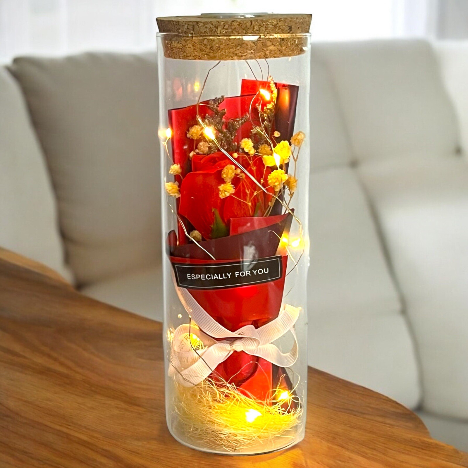 Red Rose in Glass Dome LED Forever Flower Lamp Enchanted Holiday Day Gift Idea