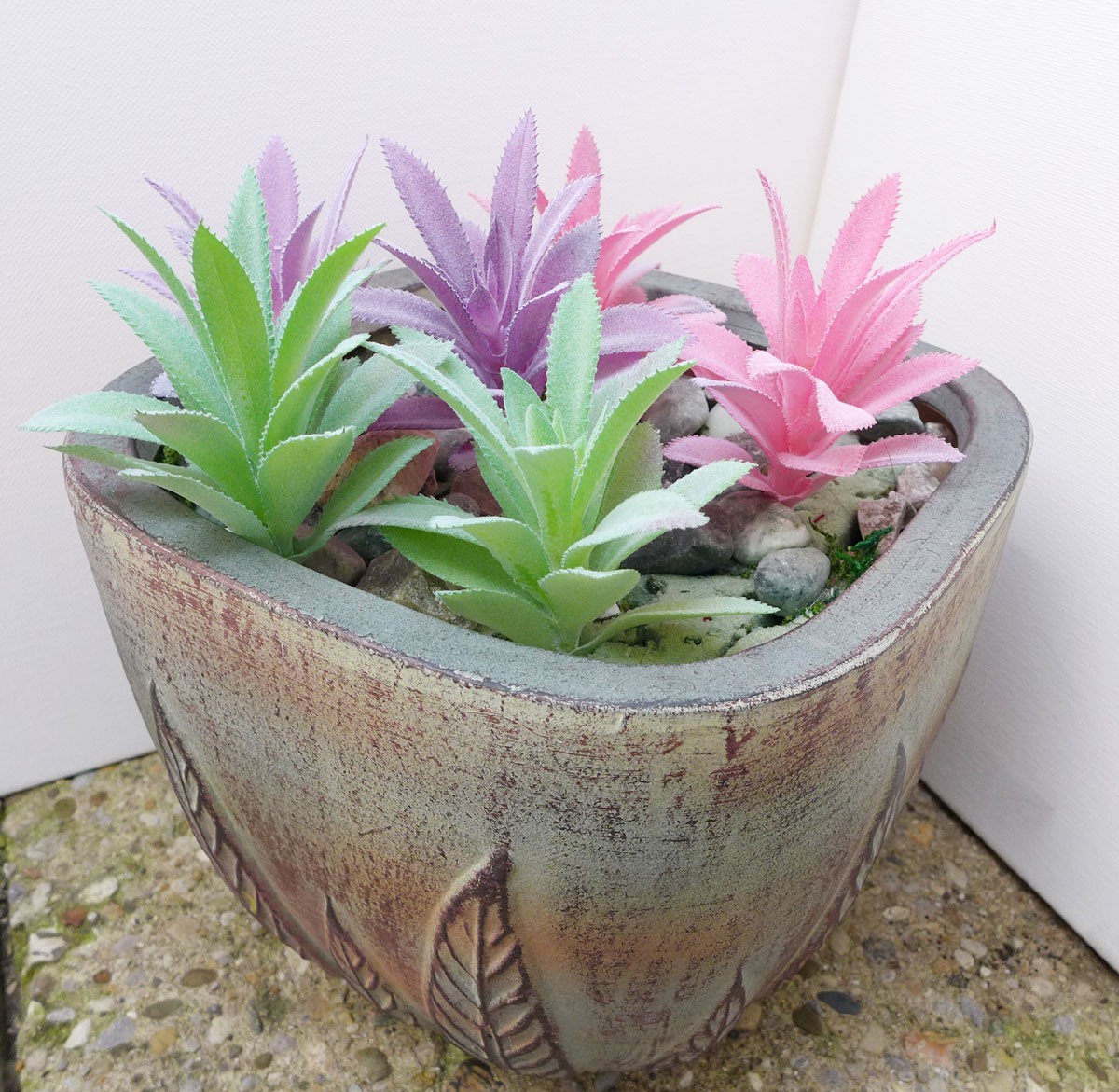 Set of 6 (3 colors each 2) Artificial Succulents Focking Plants Home Garden Deco
