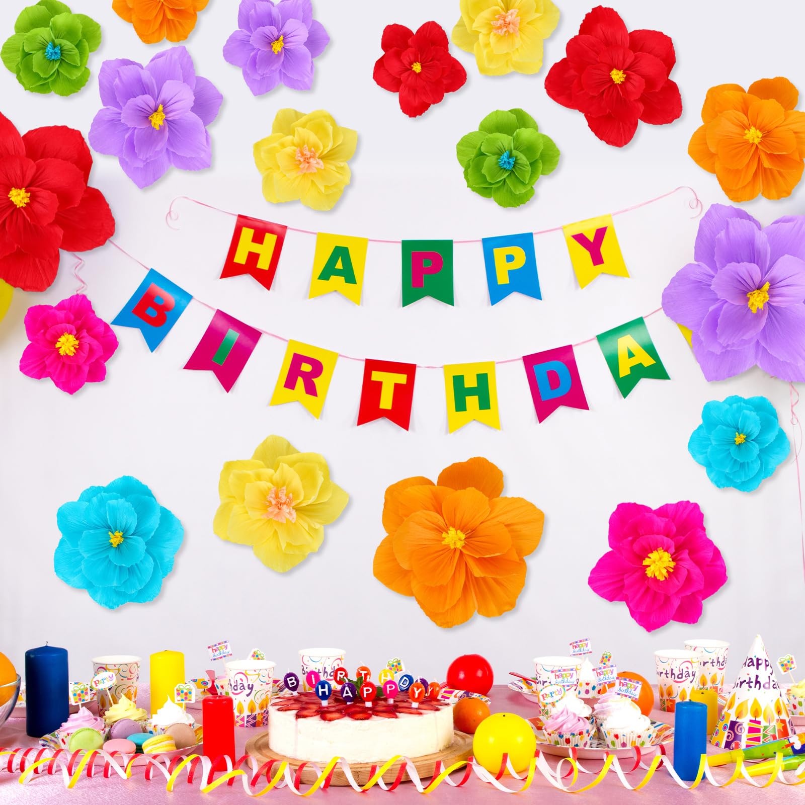 18 PCS Giant Paper Flowers Artificial Large Handcrafted Wall Backdrop Decor