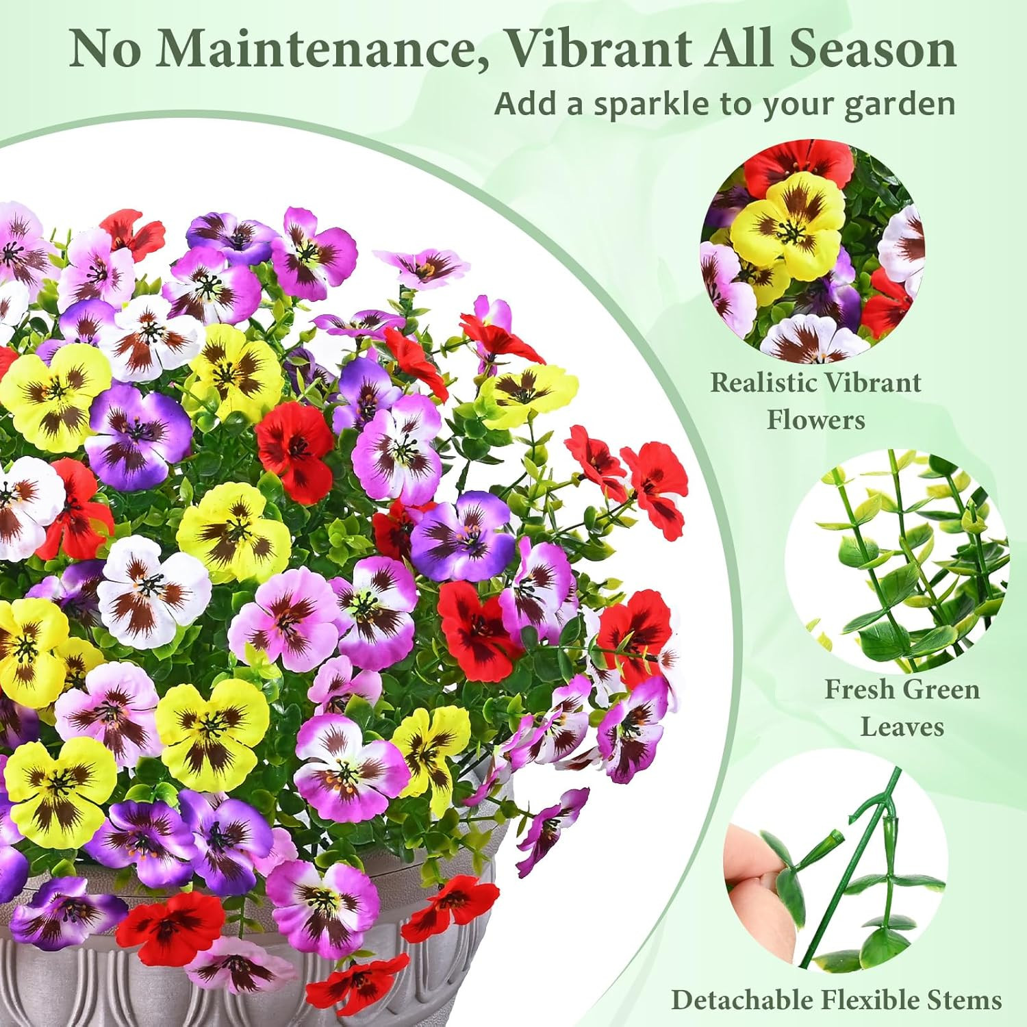 12 Bundles Look Real Artificial Flowers for Outdoors, Realistic