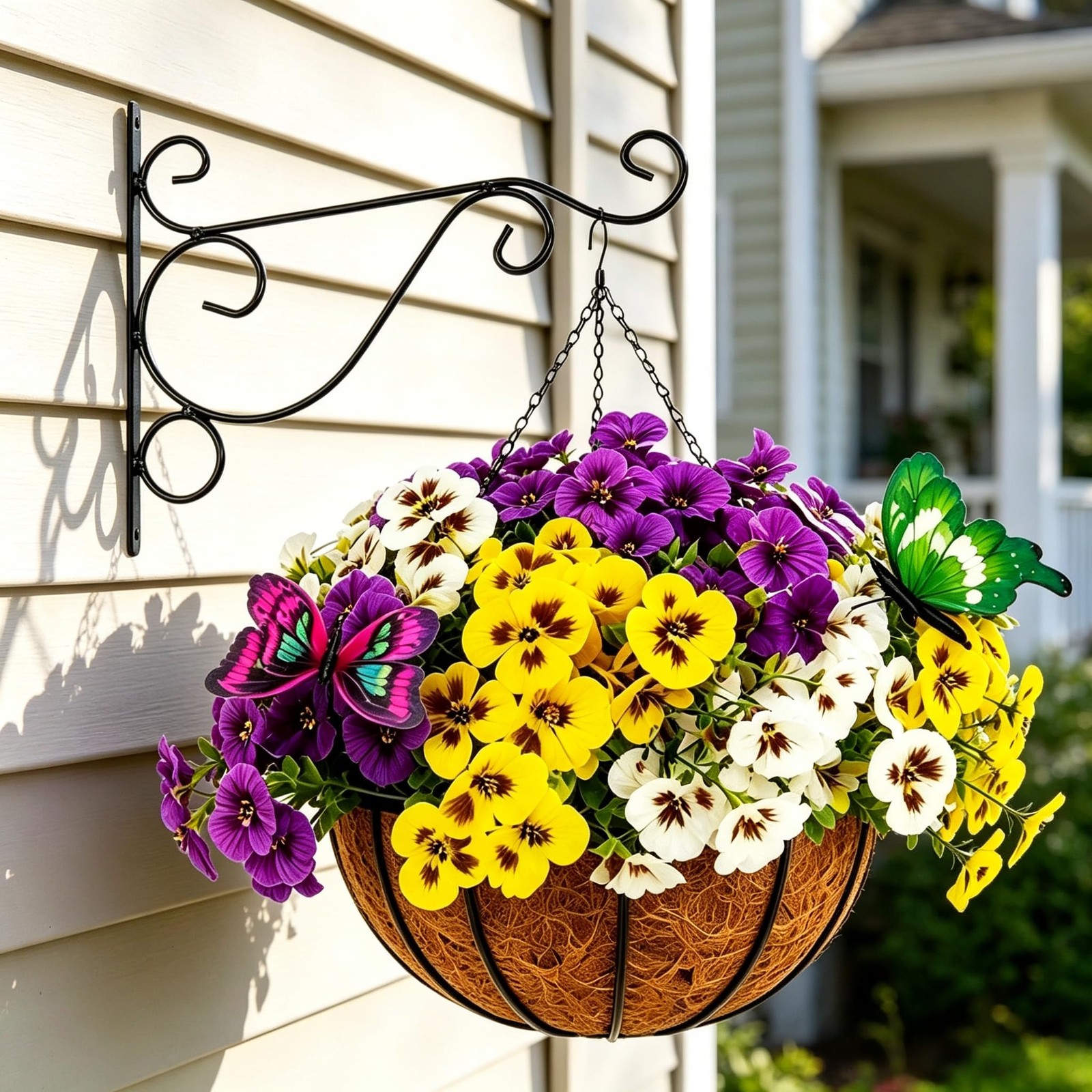 2 Sets Artificial Hanging Baskets with Pansy Flowers , 24 Pcs Faux Silk Pansy…