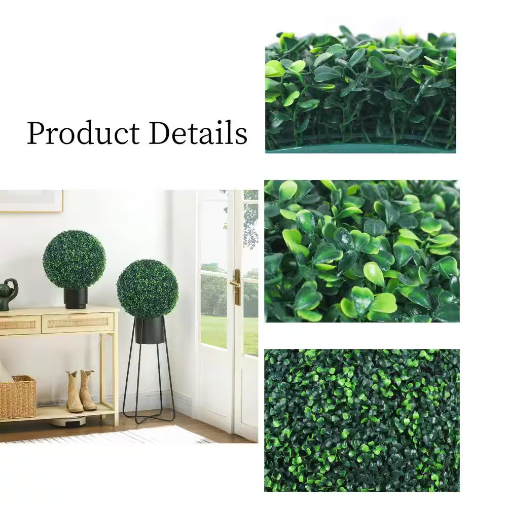 20 In. Artificial Boxwood Topiary Ball 4-Layers Realistic Faux Plants Decoration