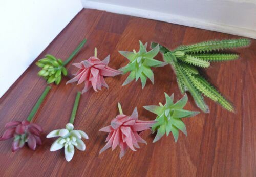 8 Pcs Artificial Succulents Immortal Column And Mini Assorted Faux Plants (#113)