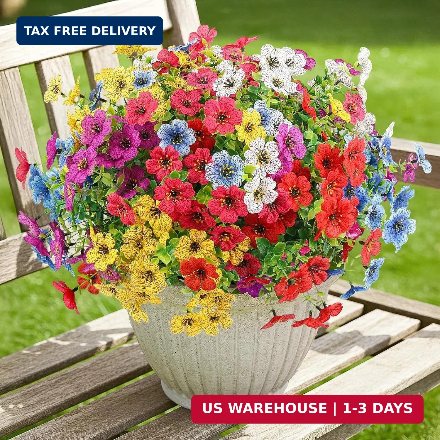 ATTGREAT Artificial Flowers Outdoors Faux Plants UV Resistant Fake Flowers Daisy
