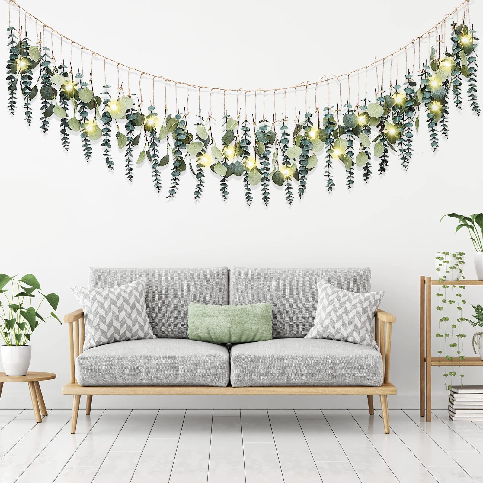 Artificial Hanging Eucalyptus Wall Decor Boho Bedroom Wall Decor with String …
