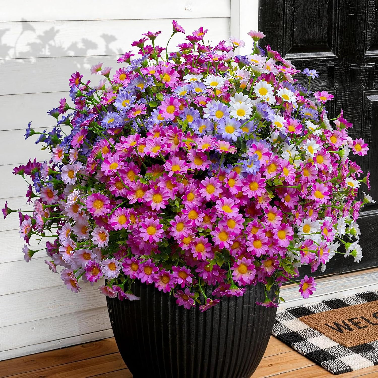 Vibrant Outdoor Faux Daisy Bundle – 20 Colorful Realistic Plants for Decor