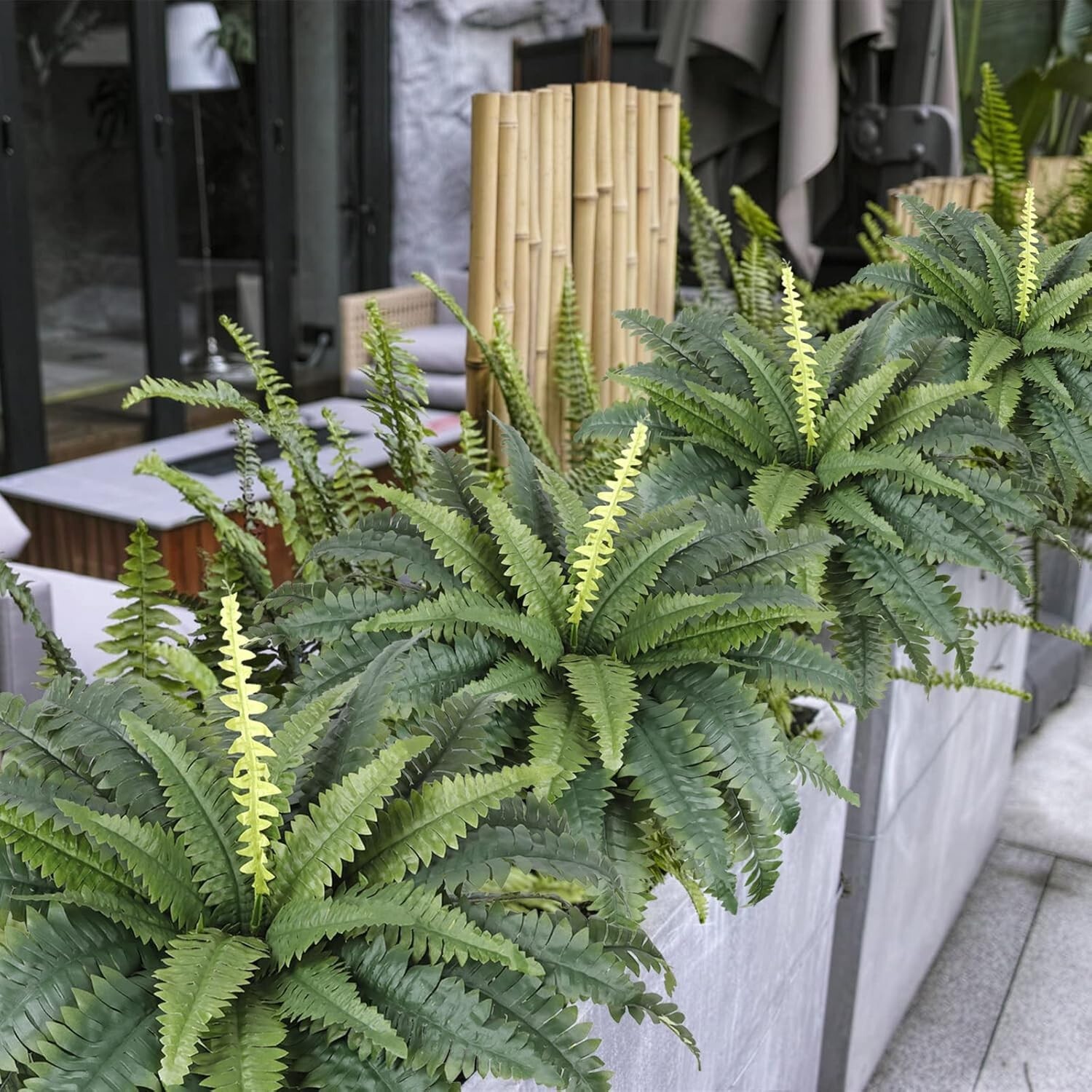 2-Pack Large Fake Fern Bouquets for Outdoor Use – 30-Inch Wide – Ships Fast & Fr